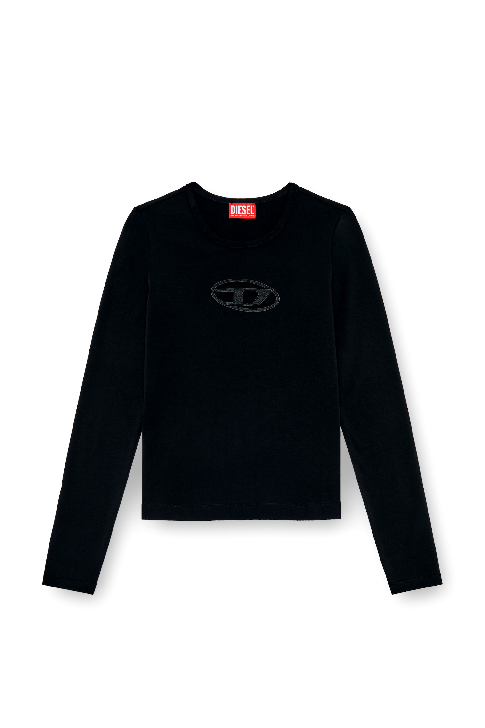 T-ANGIE-LS, Black Diesel - T-ANGIE-LS, Woman's Long-sleeve T-shirt with cut-out logo in Black - 2