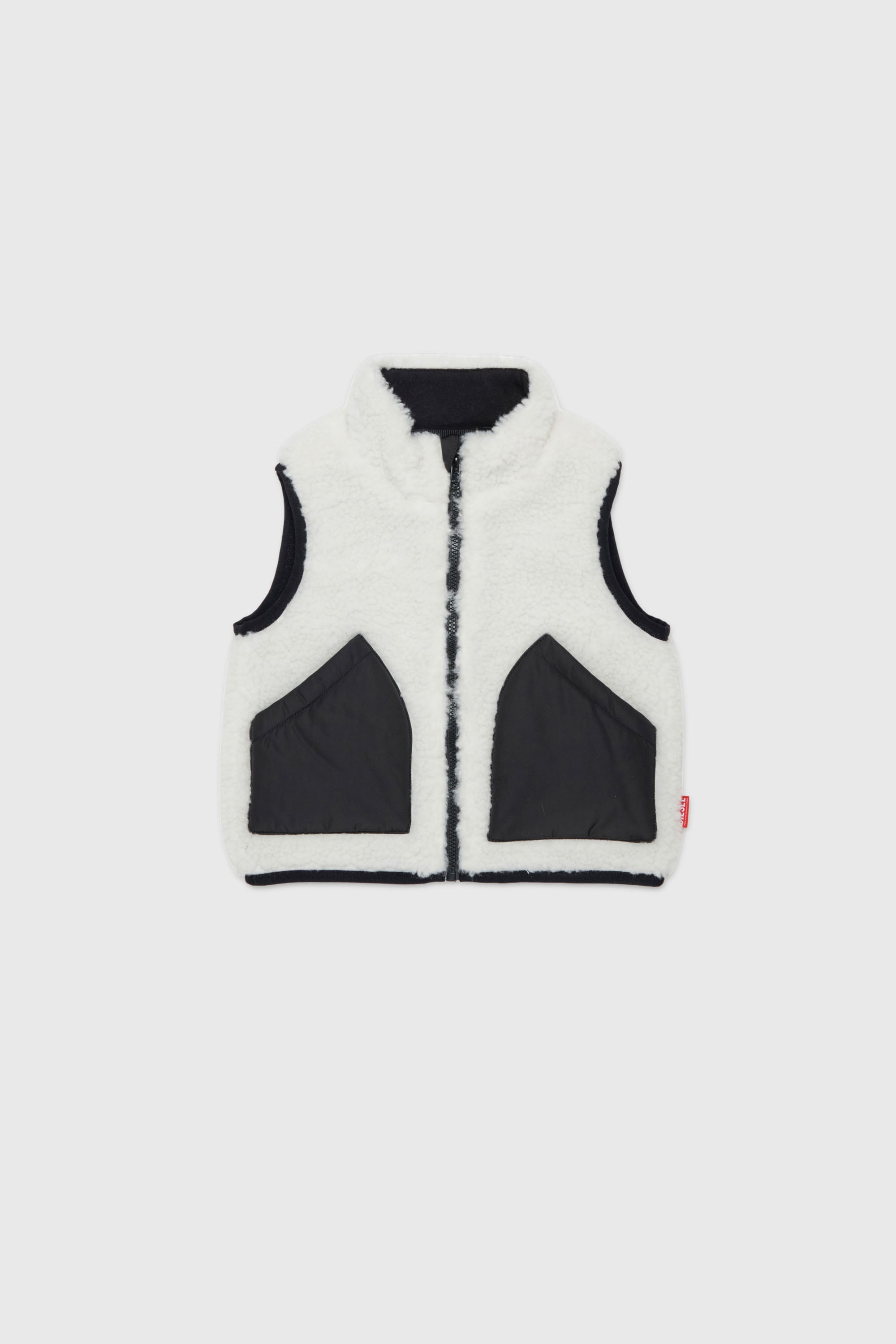 Diesel - JSEARB, Man's Colour-block vest in teddy fleece and nylon in White - 1