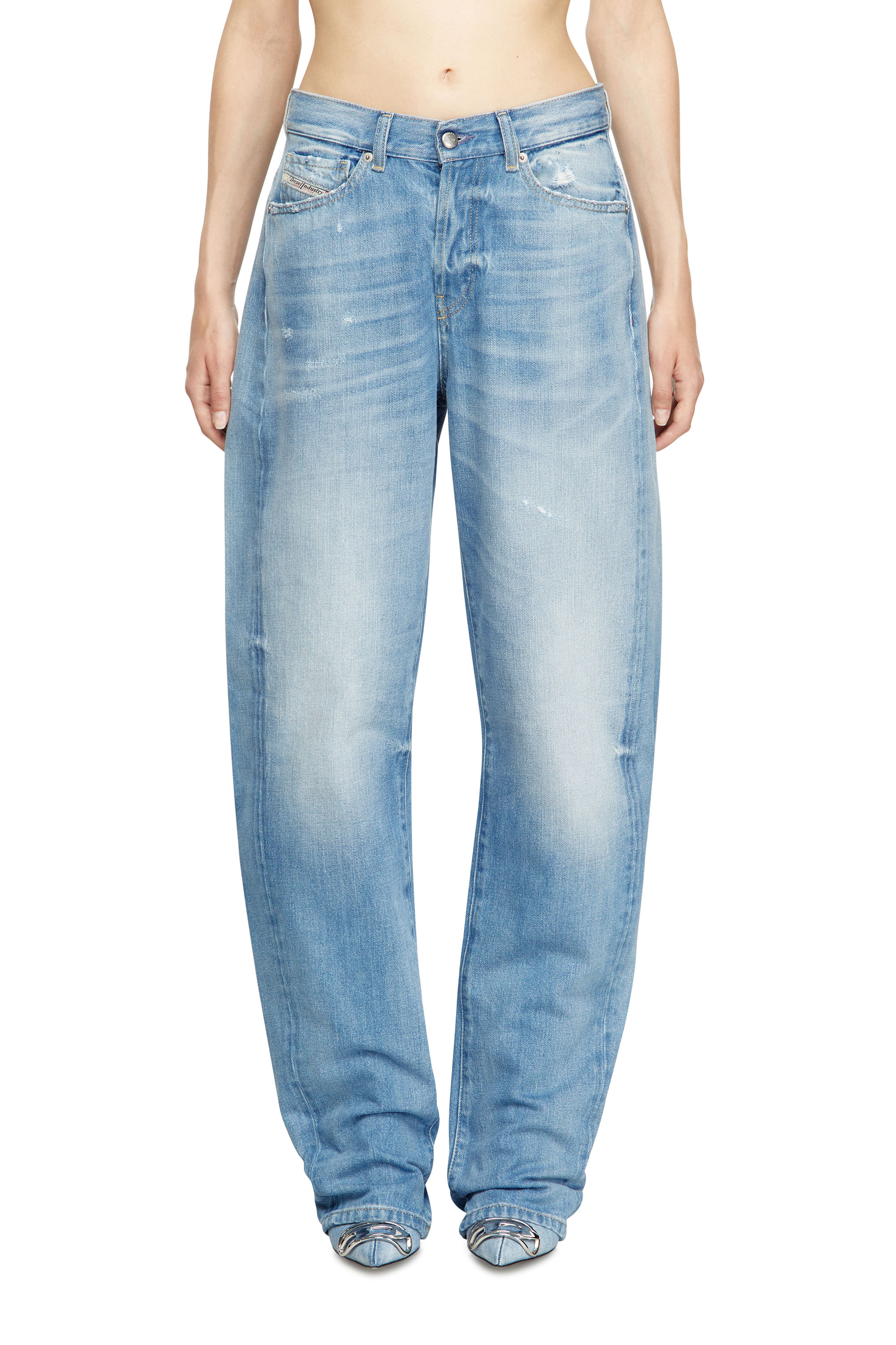 Relaxed Jeans 1974 D-Ellz 09M24, Light Blue Diesel - Woman's Relaxed Jeans 1974 D-Ellz 09M24, Light Blue - 3