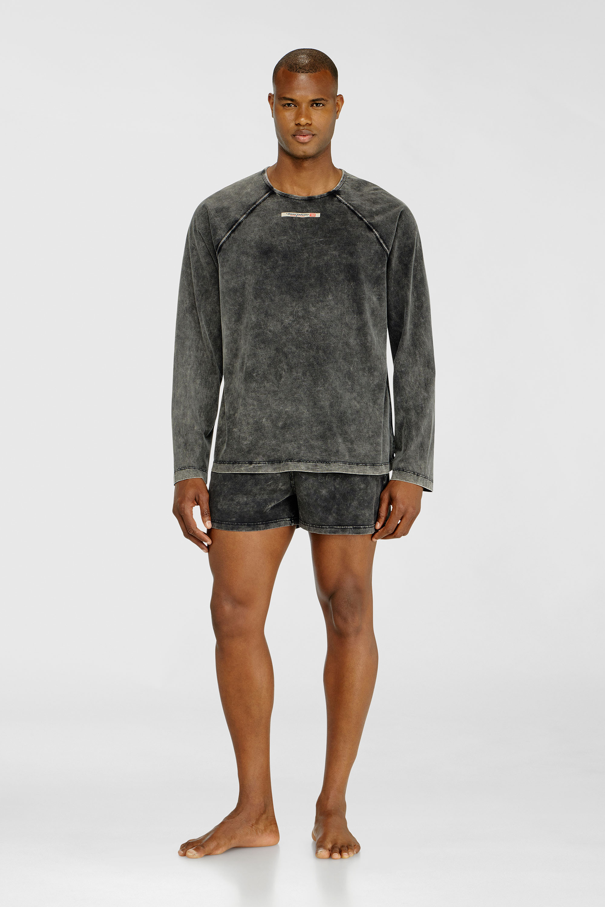 Diesel - BRYAN-DNM, Man's Cotton pijama top with logo patch in Dark grey - 1
