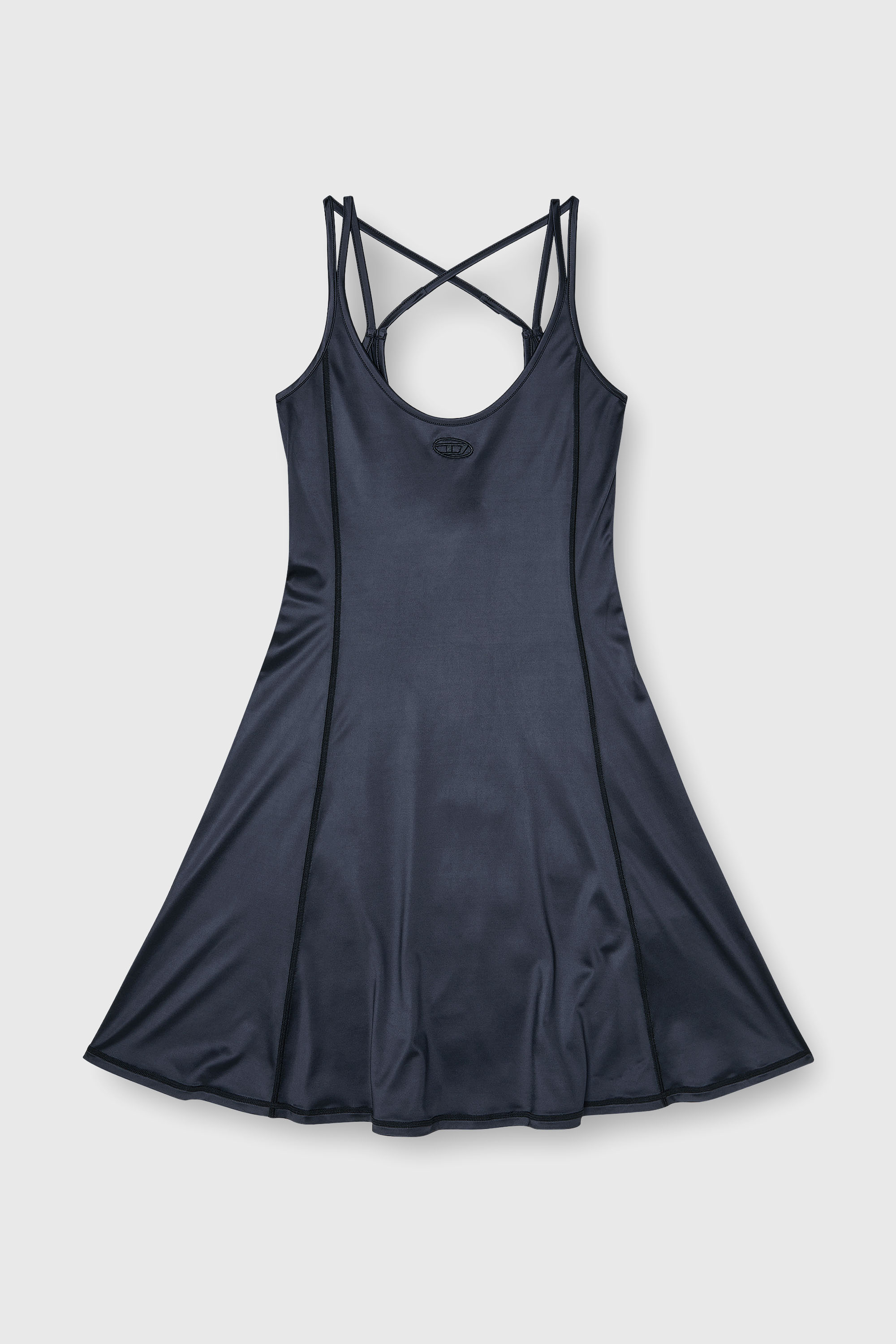 Diesel - D-IMMY, Woman's Fluid mini dress with double straps in Black - 1