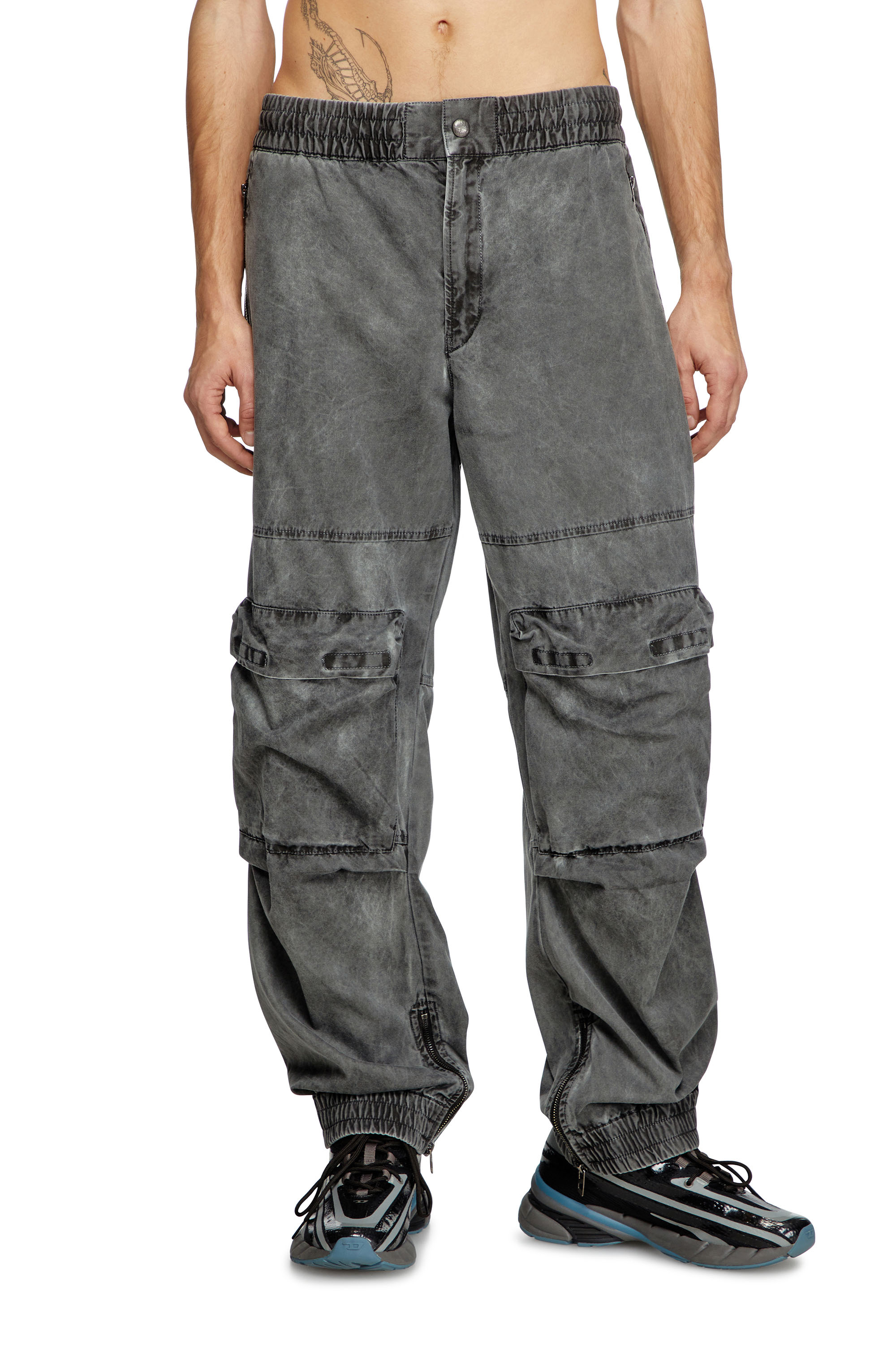 Diesel - P-BEECK, Man's Cargo pants in cotton twill in Grey - 1