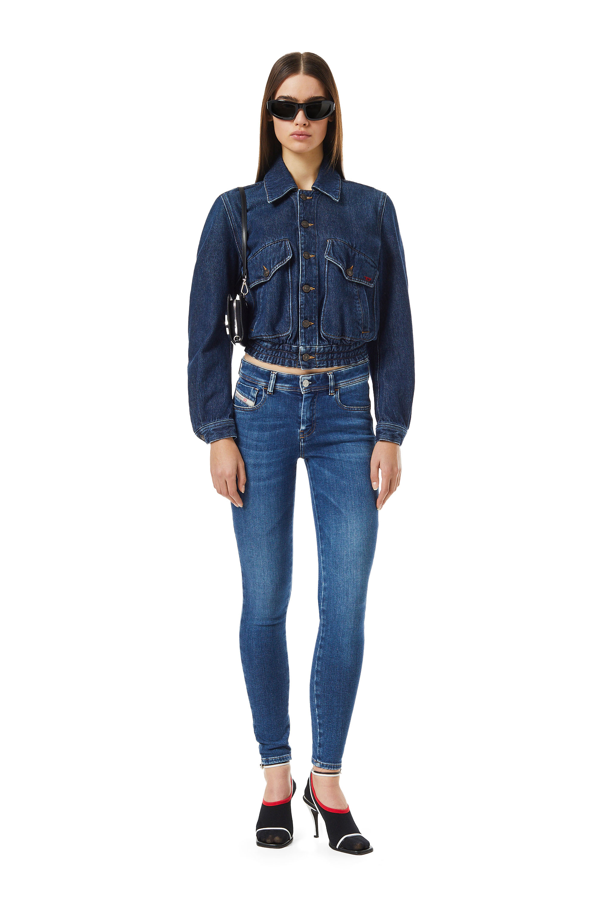 Diesel - Super skinny Jeans 2017 Slandy 09C21, Woman's Super skinny Jeans - 2017 Slandy in Medium blue - 1