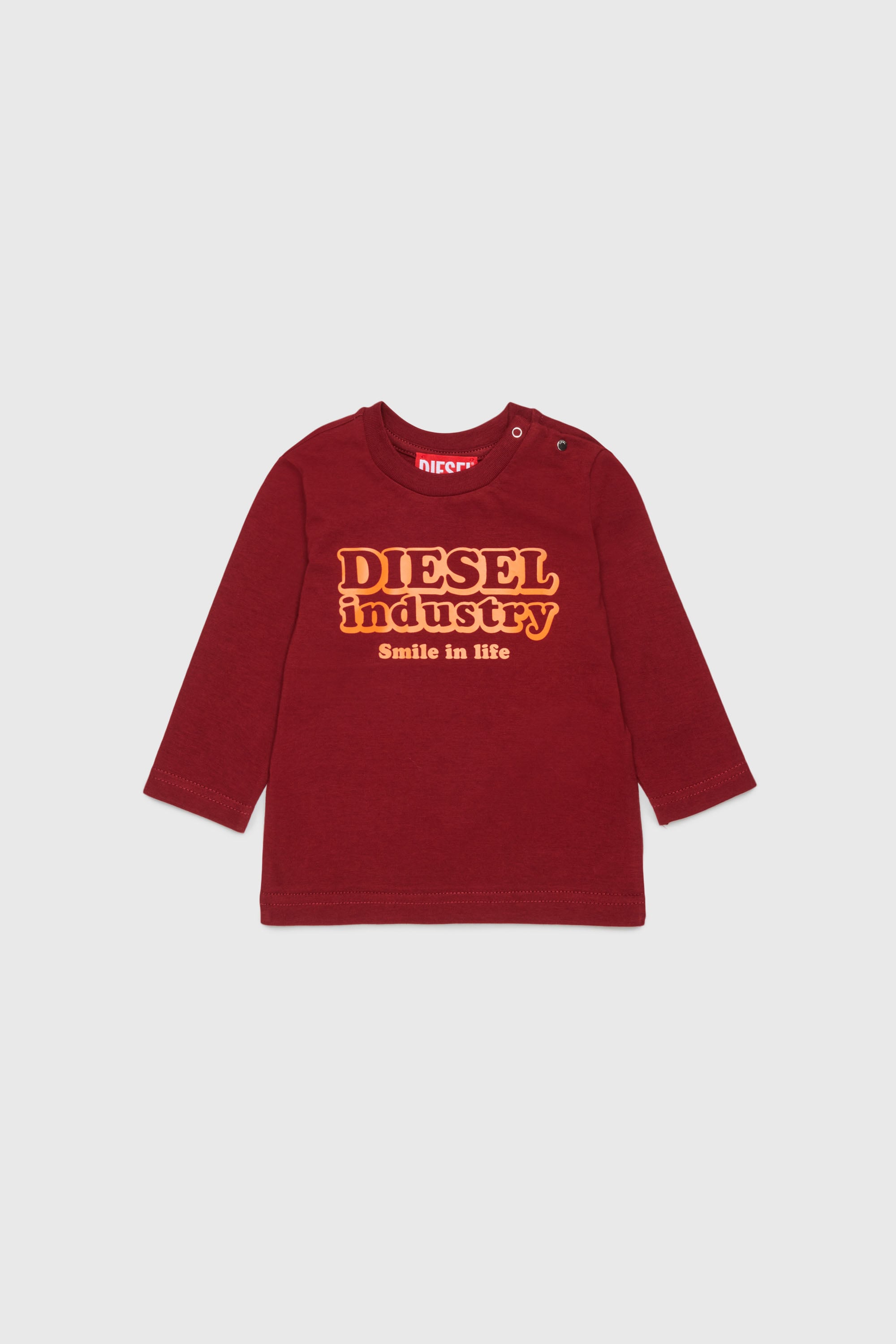 Diesel - TLODIMB, Man's Long-sleeve T-shirt with Diesel Industry print in Red - 1