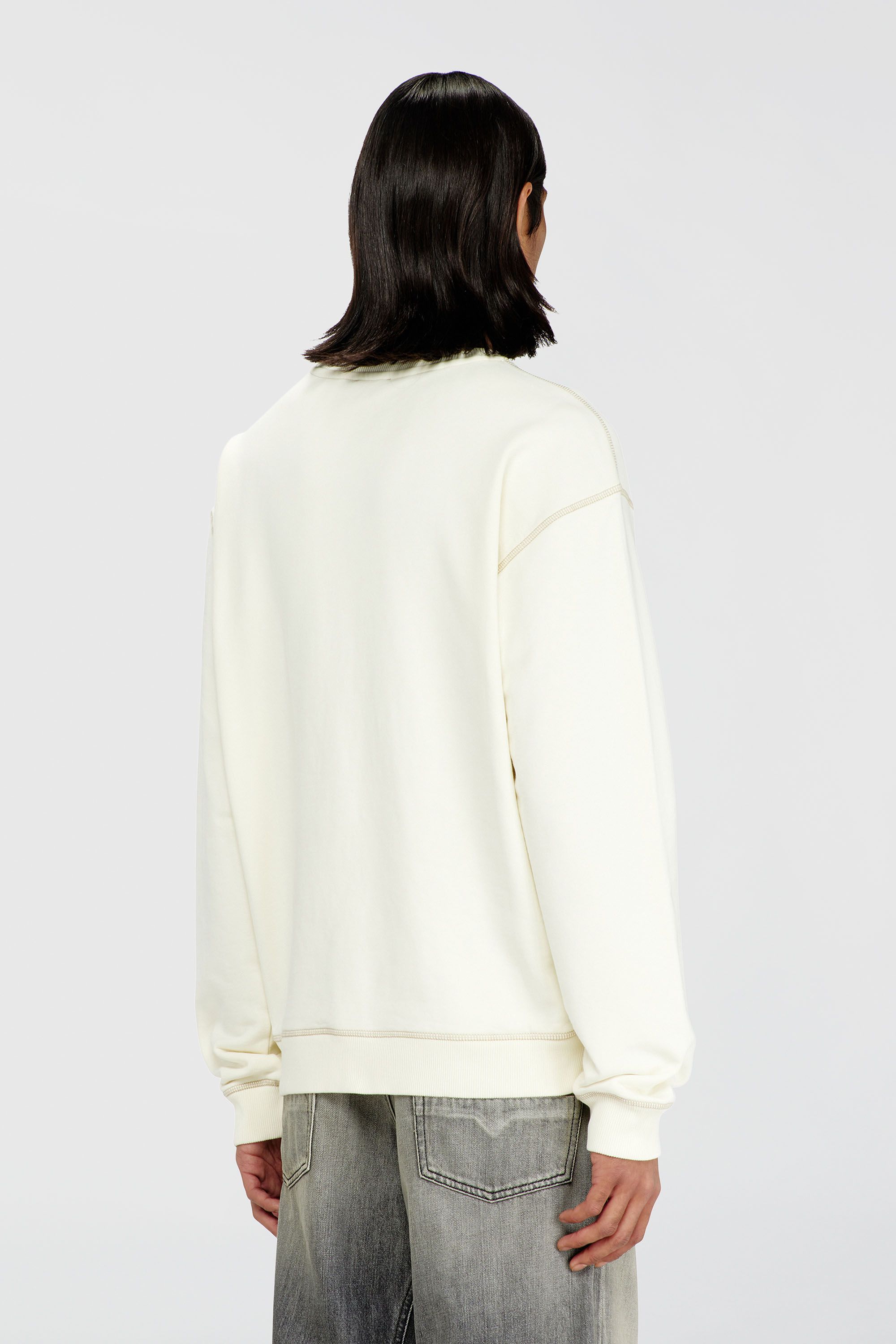 Diesel - S-NORM-AA3, Man's Sweatshirt with embroidery and print in White - 4
