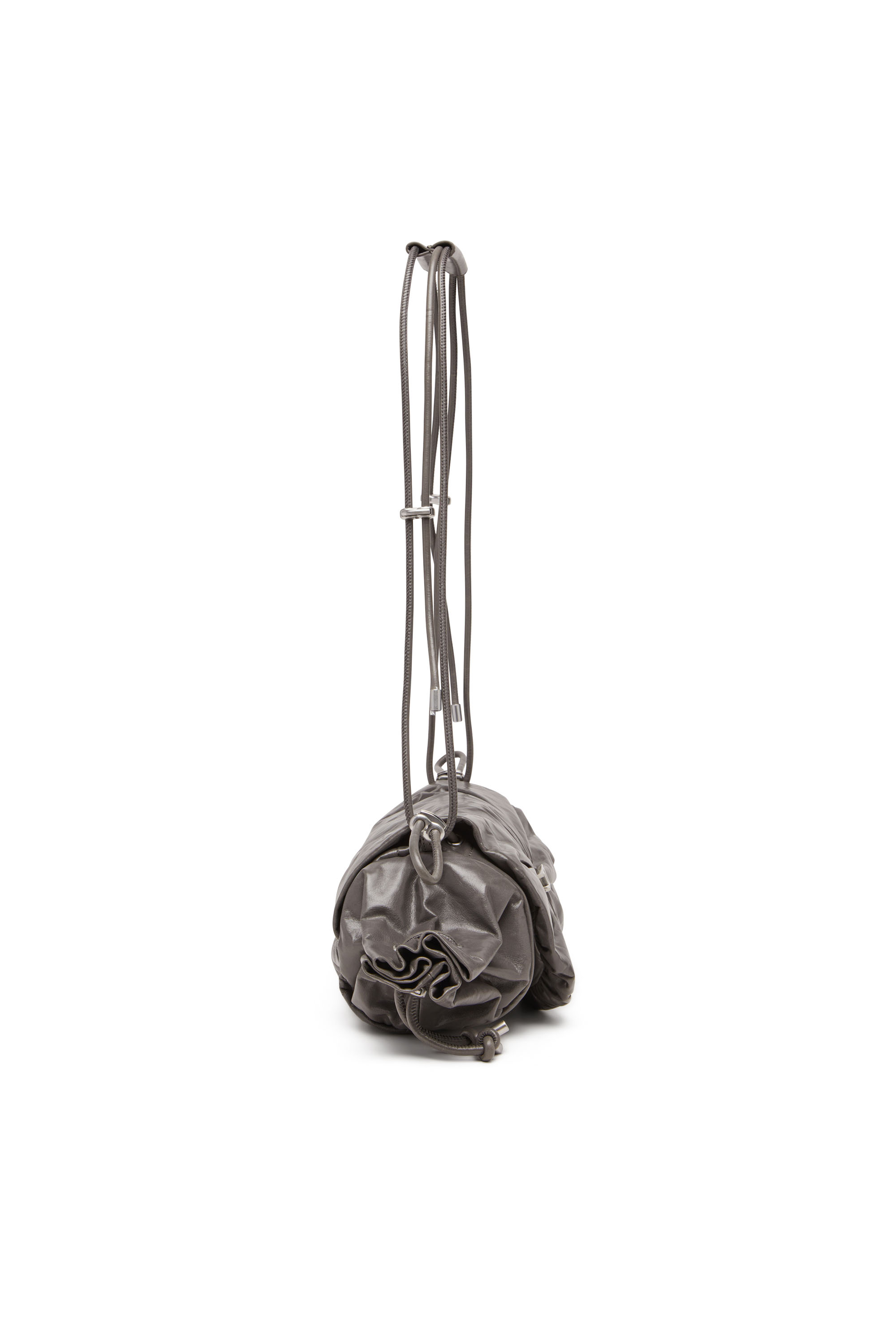 Diesel - SCRUNCH-D SHOULDER M, Woman's Scrunch-D M-Borsa a spalla in pelle lucida in Grey - 3