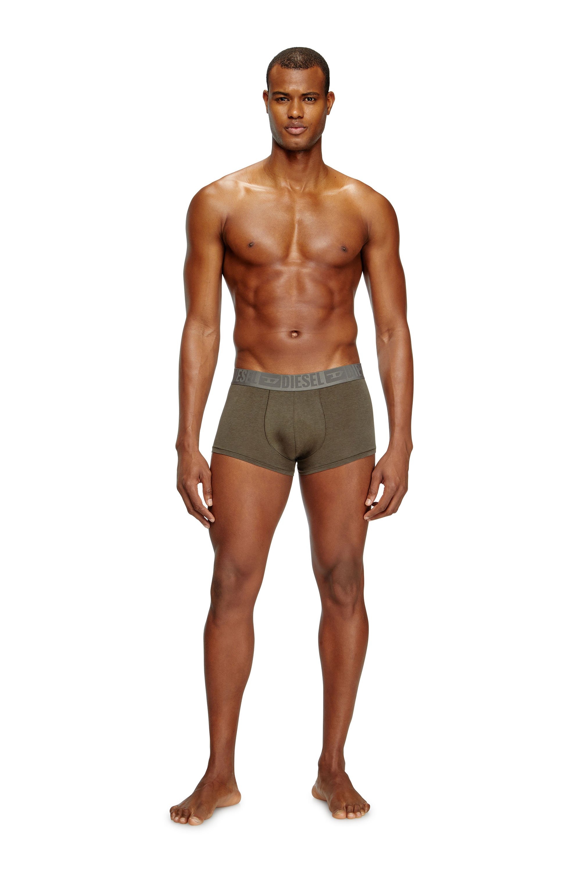 Diesel - BENJAMIN-D-MONO-3PACK, Man's Three-pack plain boxer briefs in Green/Black - 2