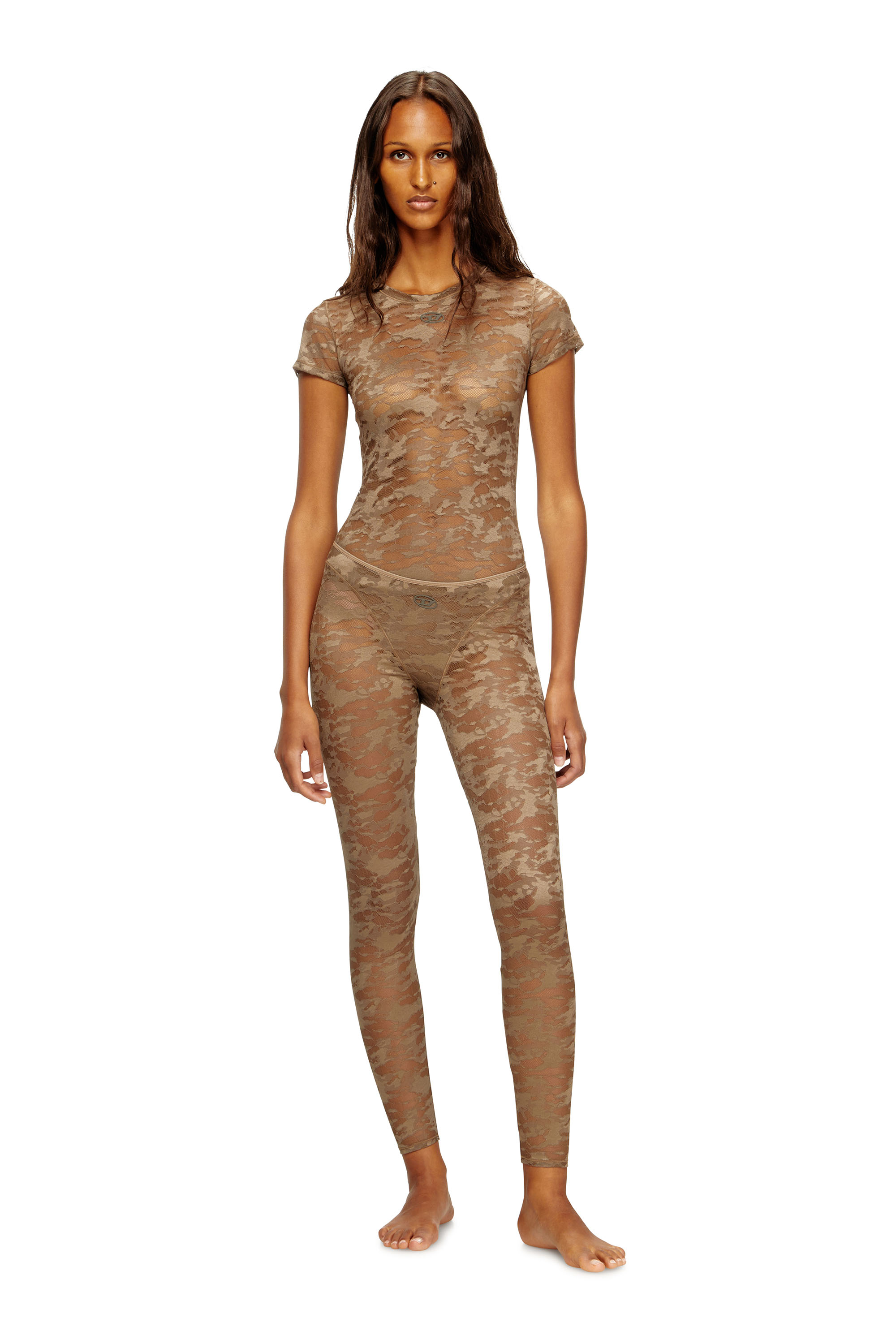 Diesel - KASIA-UTLT, Woman's Camo lace T-shirt in Brown - 2