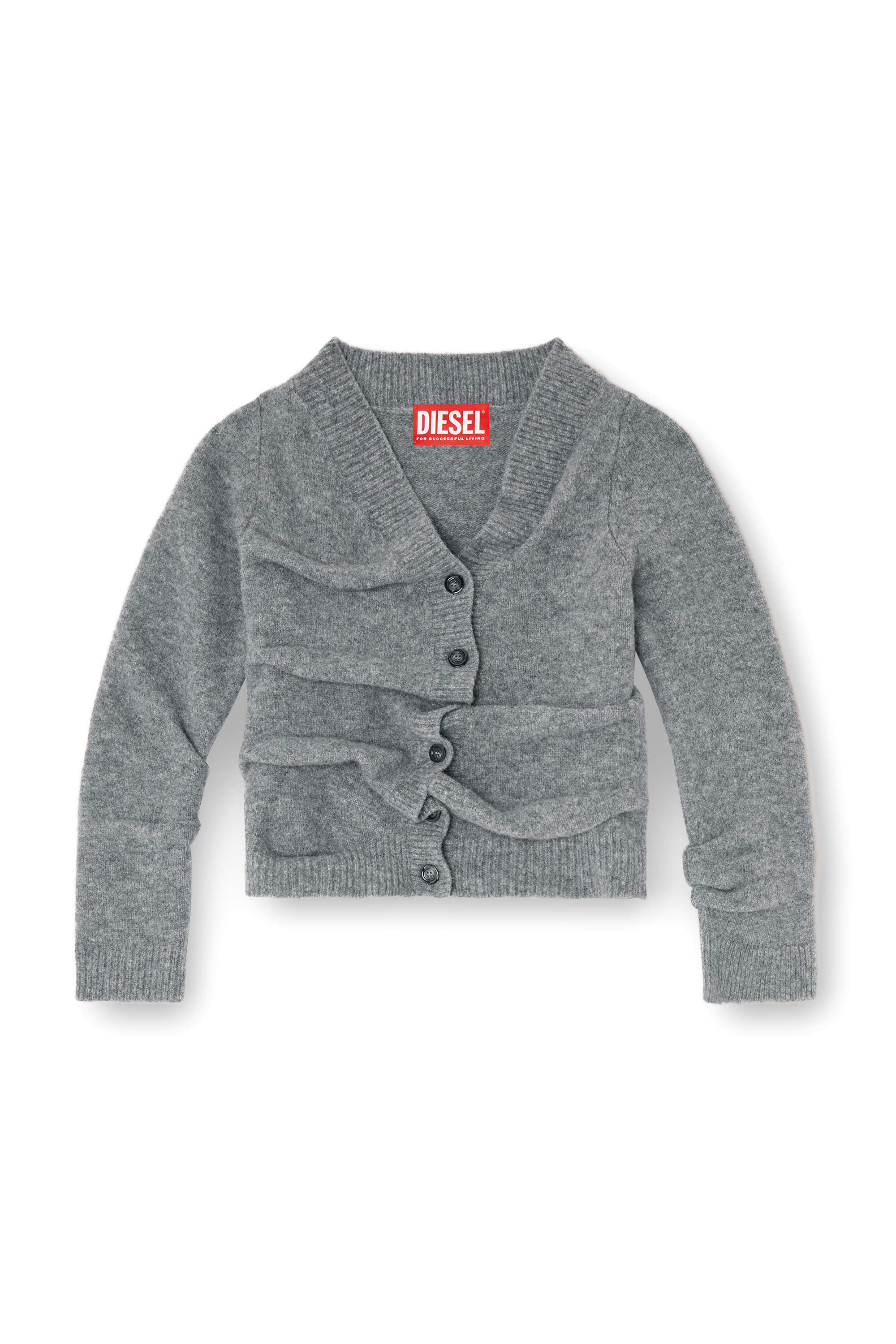 Diesel - M-AVA, Woman's Cropped cardigan in wrinkled boiled knit in Grey - 4