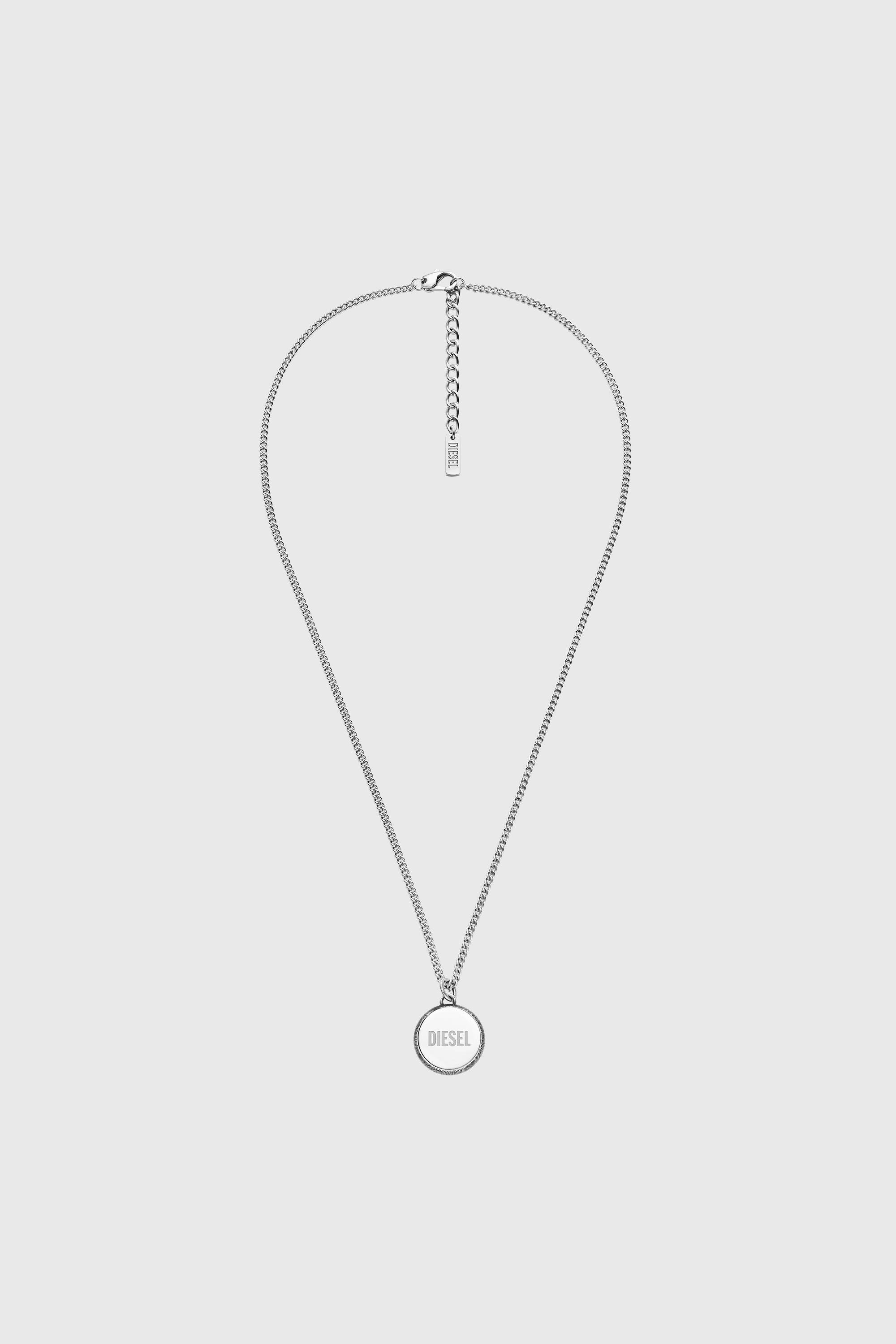 Diesel - DX1738040, Unisex's Stainless steel denim texture pendant necklace in Silver - 1
