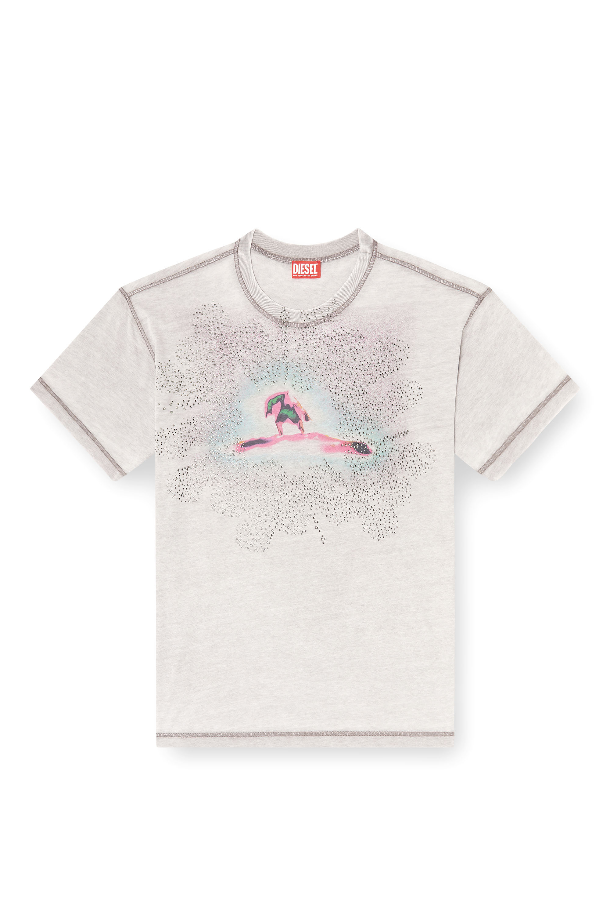 Diesel - T-NORM-V6, Man's Regular T-shirt with print and studs in null - 3