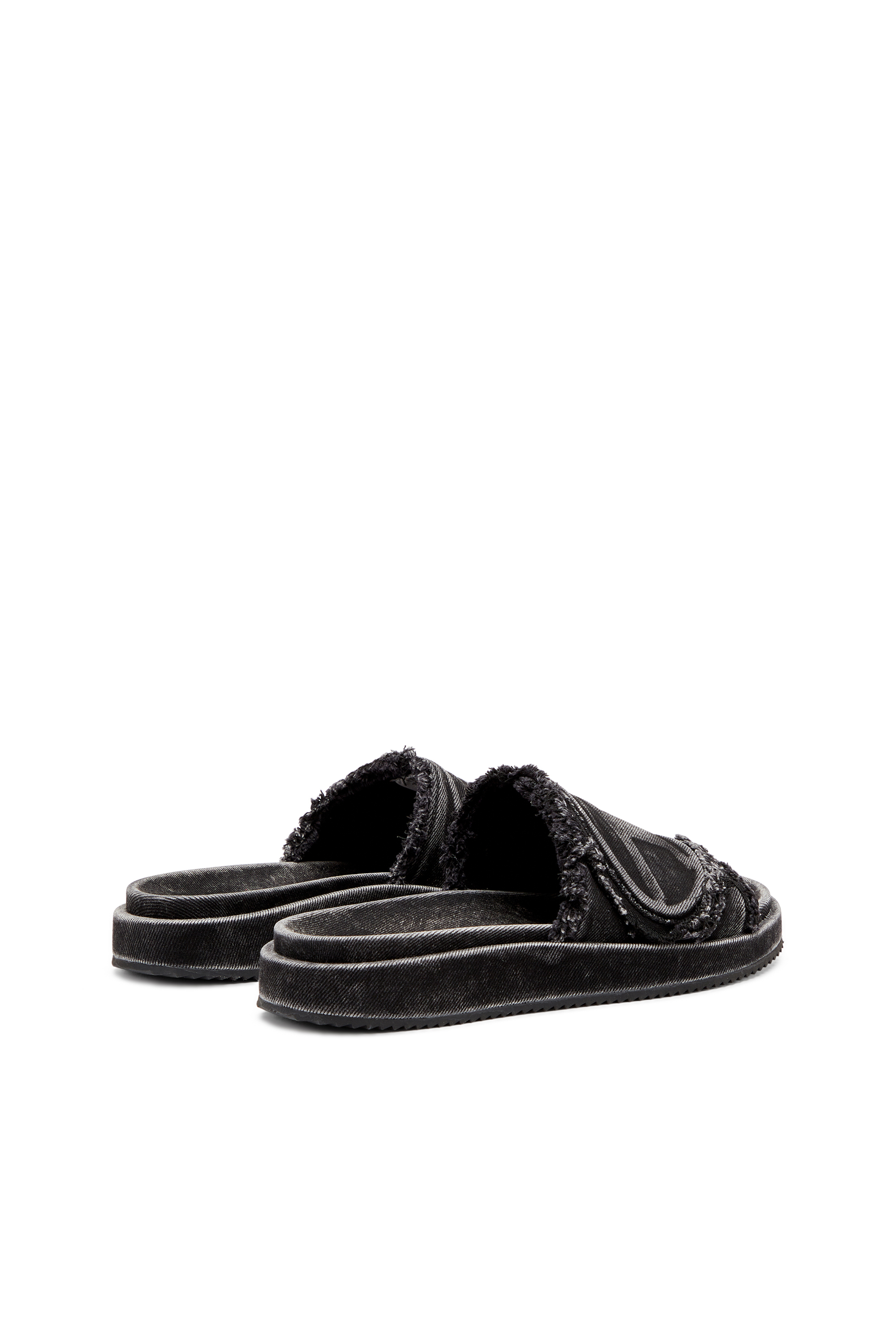 SA-SLIDE D OVAL, Black Diesel - SA-SLIDE D OVAL, Unisex's Sa-Slide D-Distressed denim slides in Black - 3