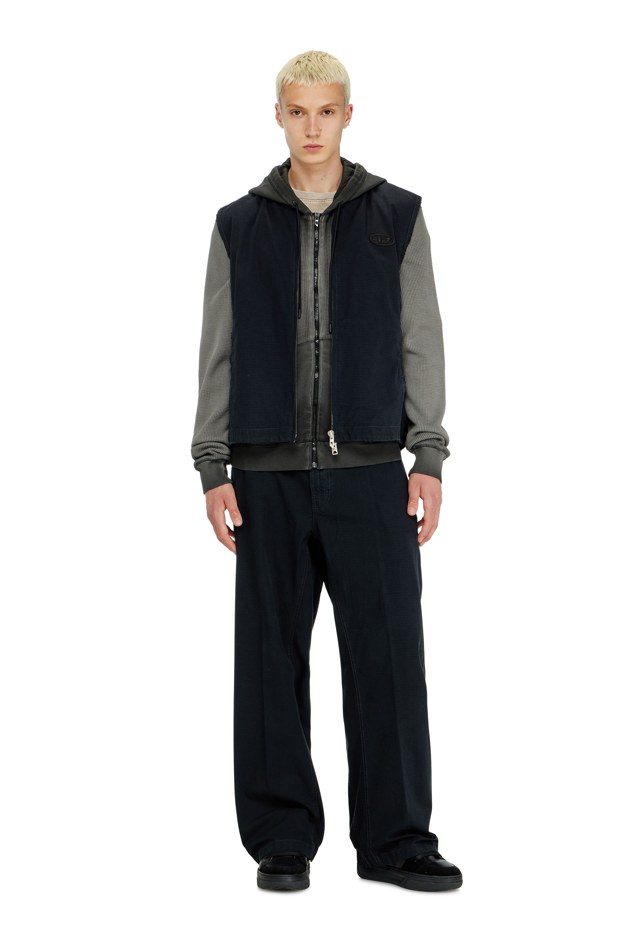 Diesel - J-TYPE-CO-SL, Man's Cotton ripstop vest with Oval D patch in Black - 2