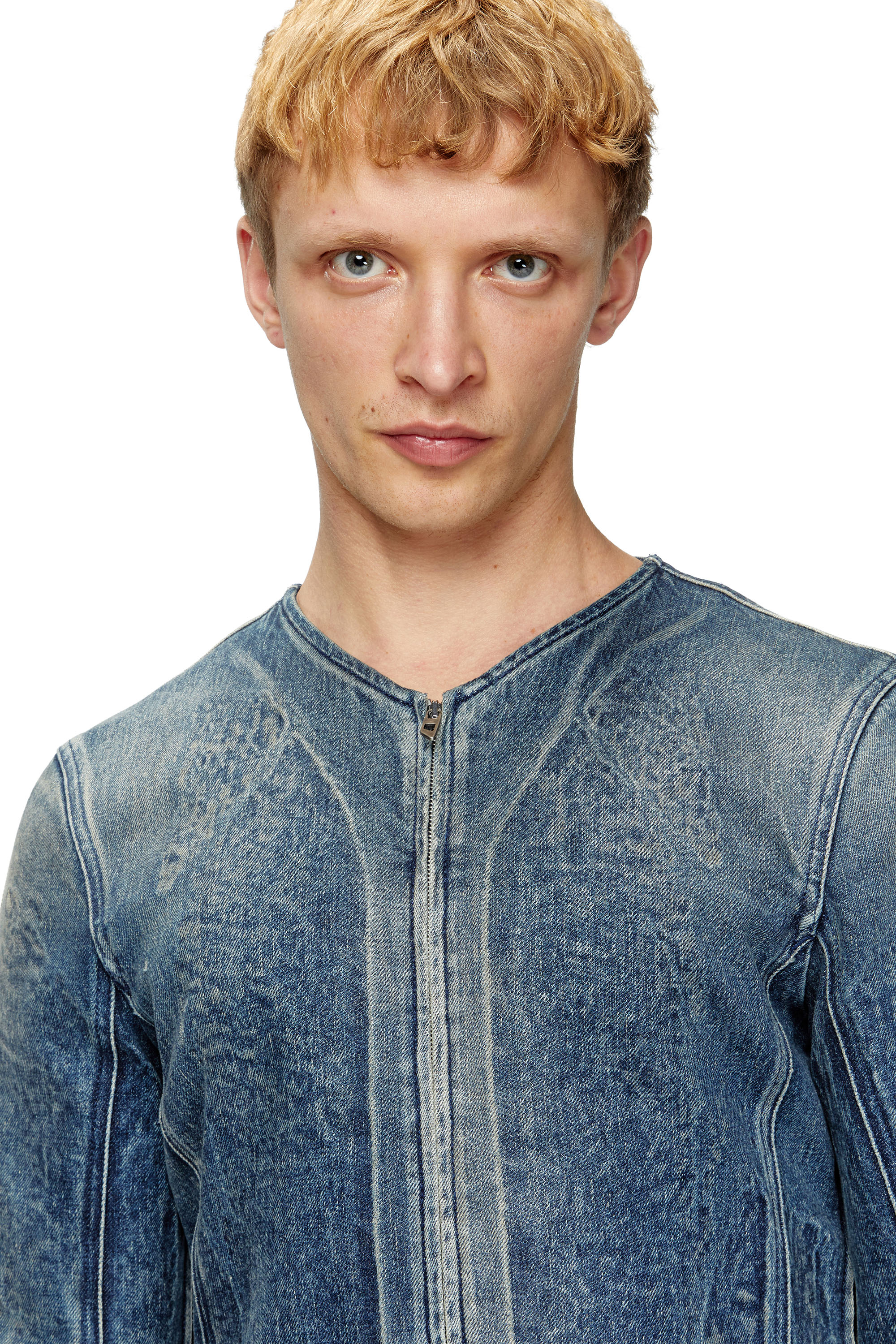 Diesel - D-CARDI-FSG, Man's Jacket in Ghost Embossed denim in Medium blue - 5