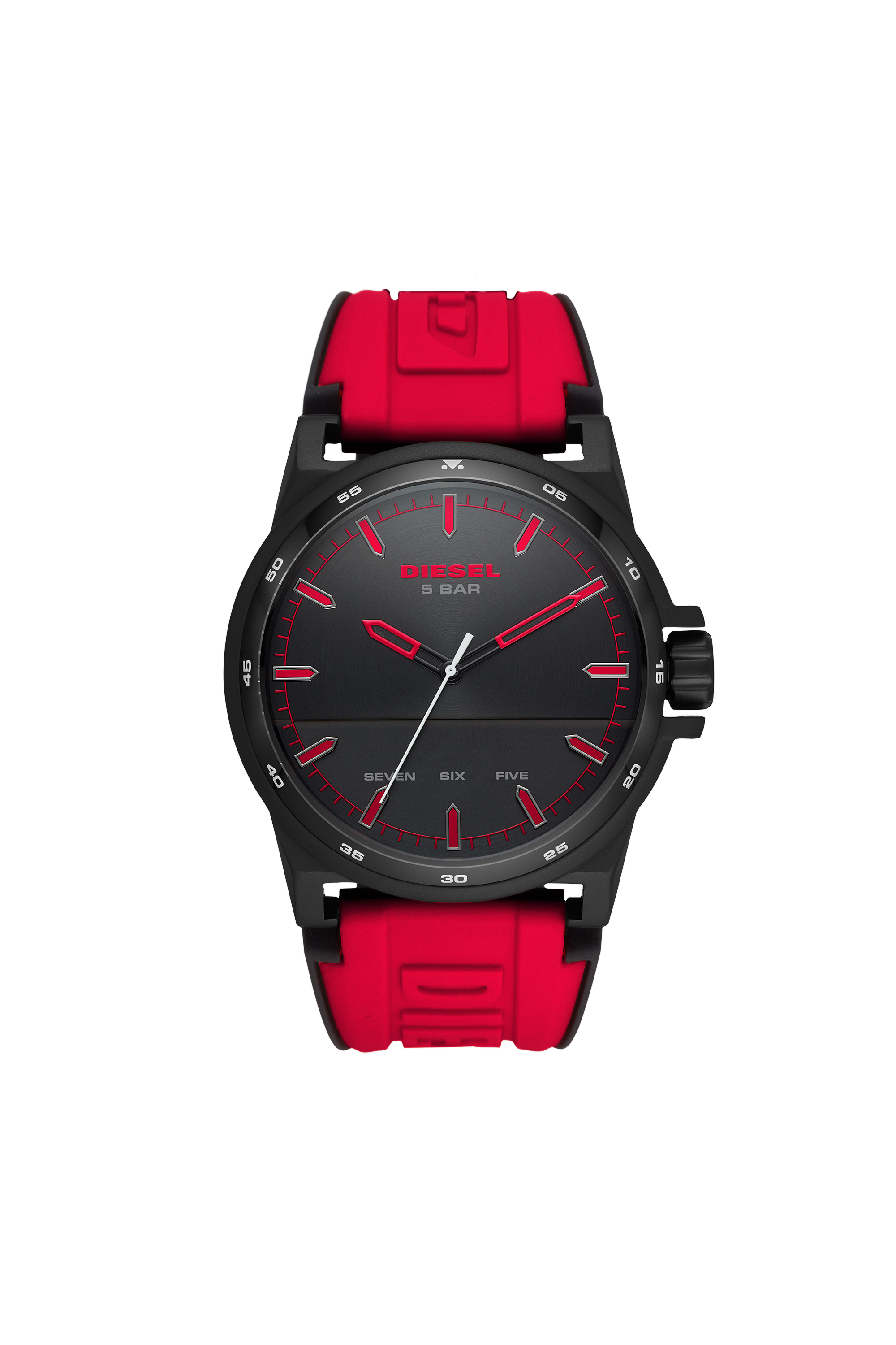 Diesel - DZ1911, Man's D-48 Three-Hand Red Silicone Watch in Red/Black - 1