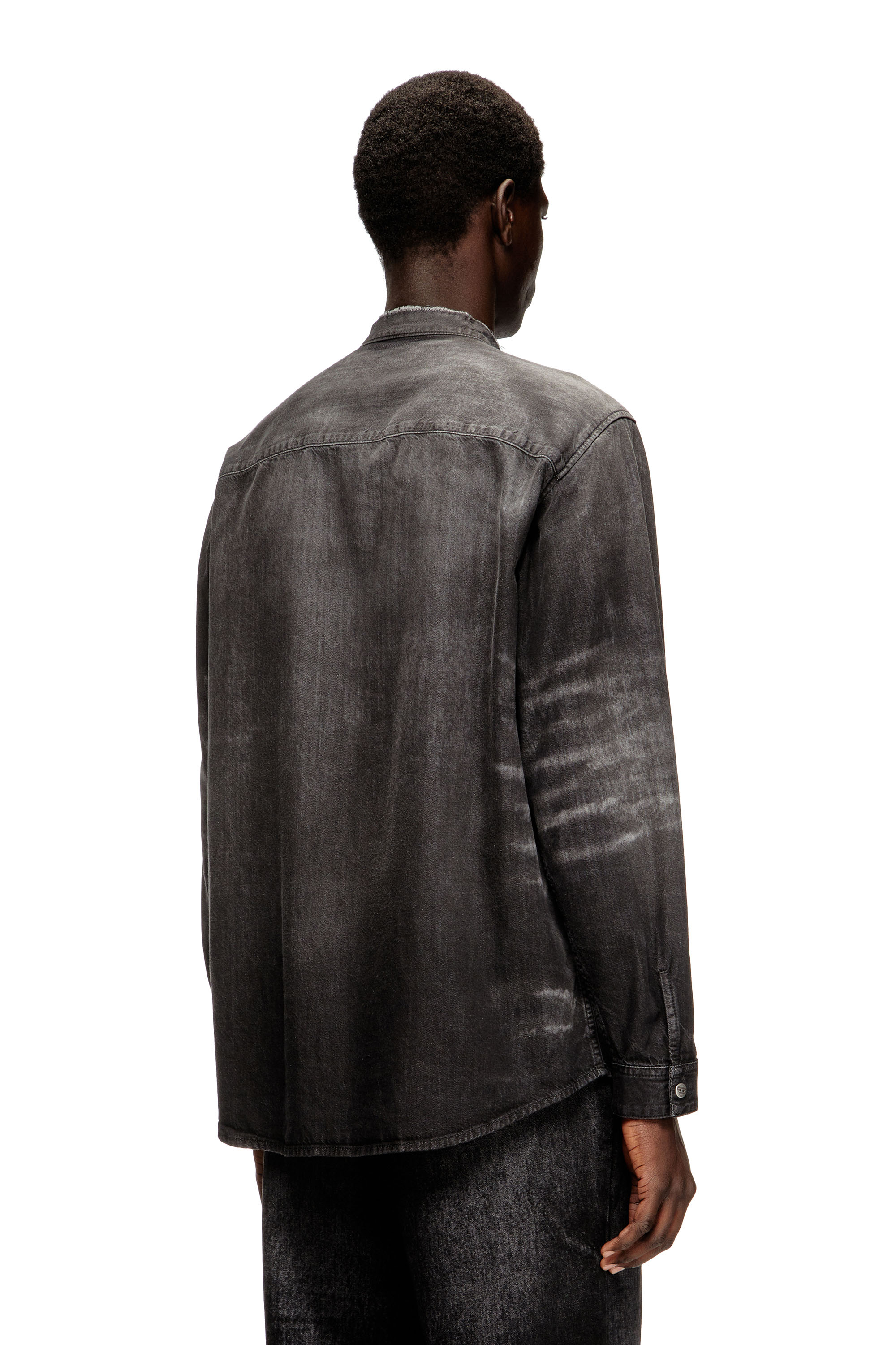 D-SIMPLY-FSH, Grey Diesel - D-SIMPLY-FSH, Man's Shirt in distressed honeycomb denim in Grey - 4