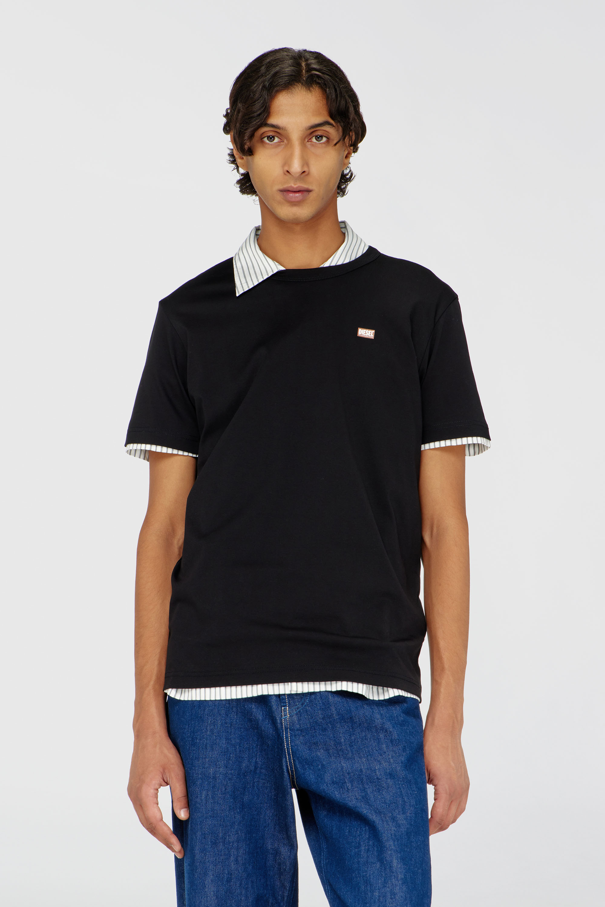 Diesel - T-MIEGOR-K77, Man's Cotton T-shirt with mini logo in Black - 1