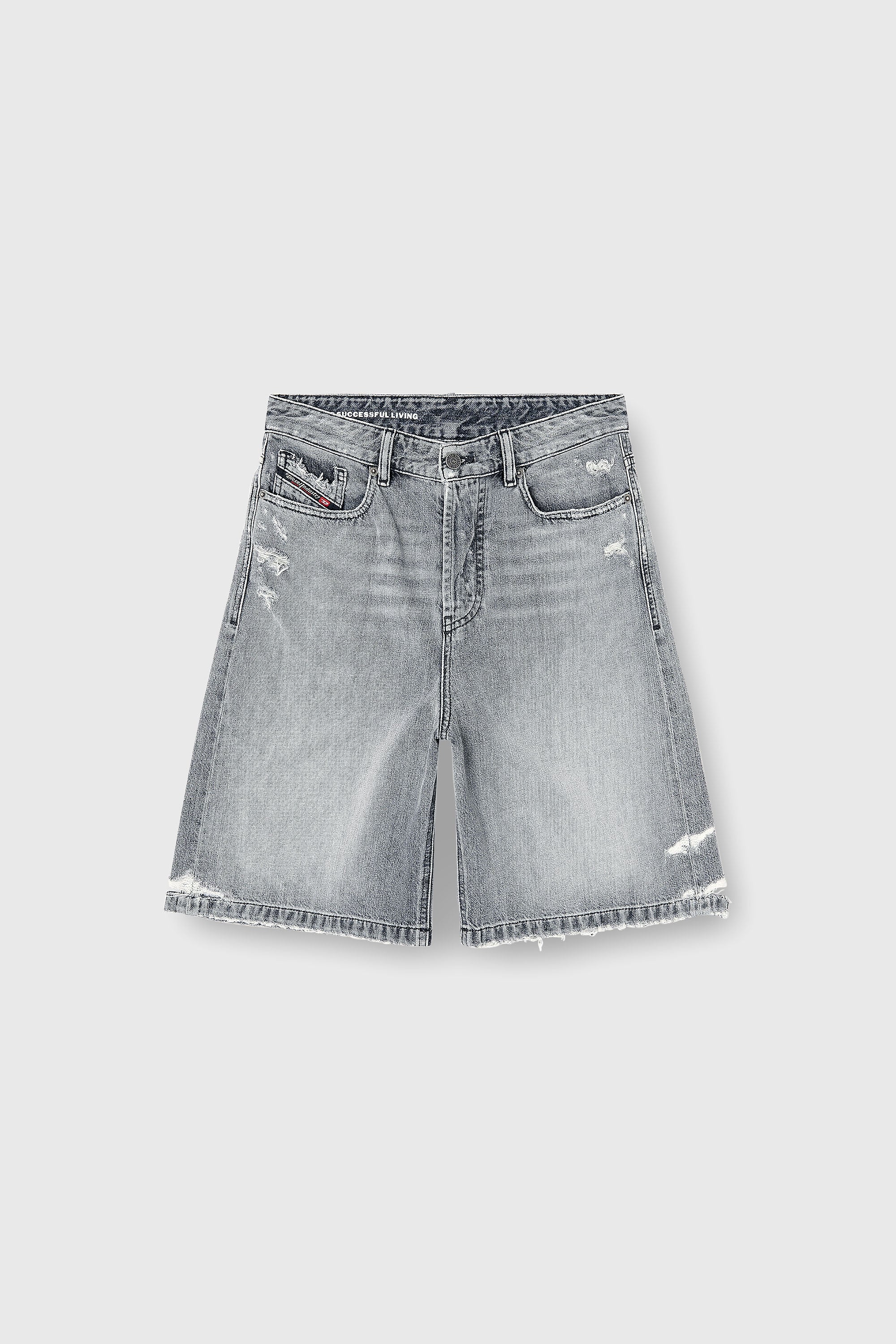 Diesel - DE-SIRE-SHORT, Woman's Denim shorts with frayed hems in Grey - 2