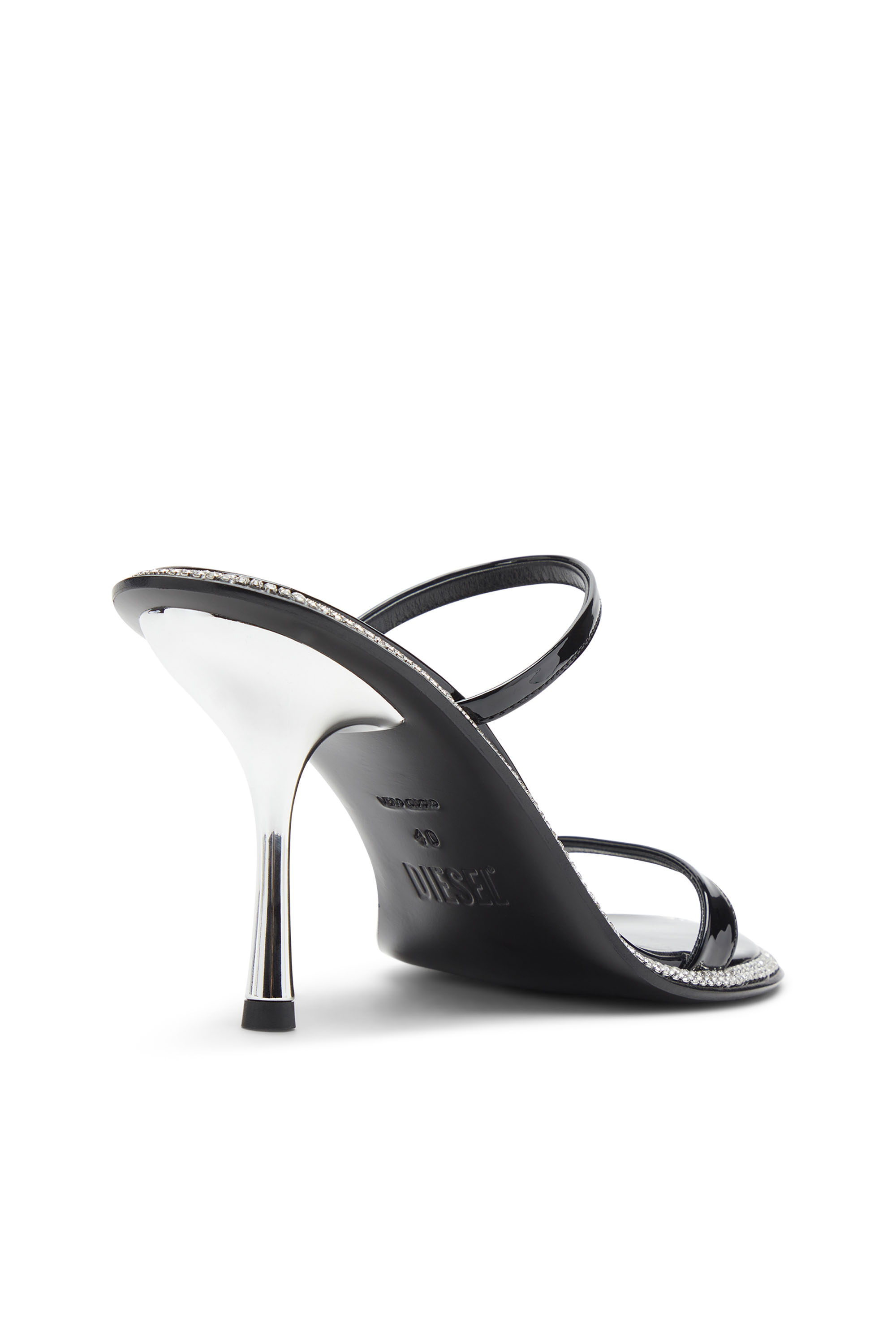 D-HAVANNA SDL, Black Diesel - D-HAVANNA SDL, Woman's D-Havanna-Strappy patent mules with crystals in Black - 4