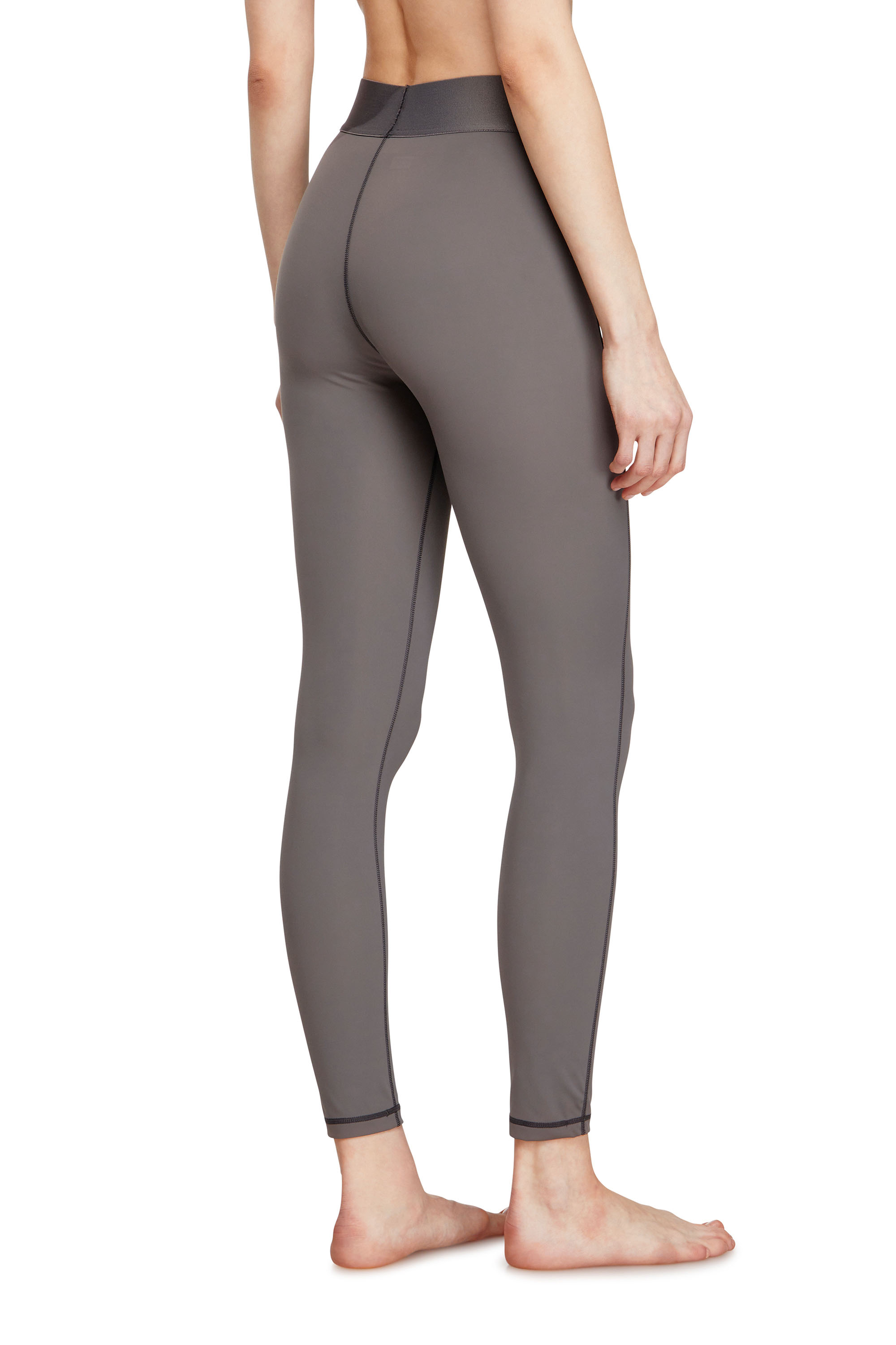 Diesel - ADELINE-D-POP, Woman's Microfibre leggings with cut-off logo in Grey - 4