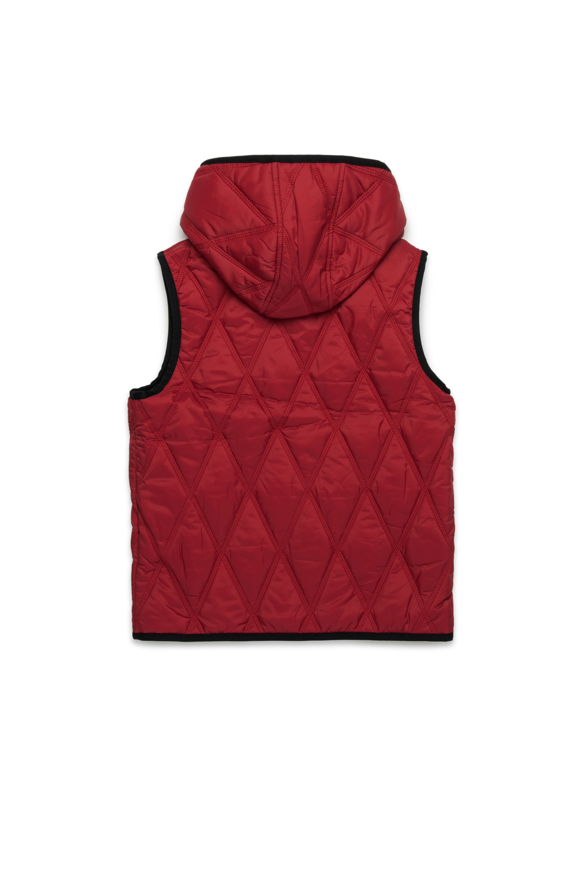 Diesel - JFOKKLOGO, Unisex's Hooded quilted nylon vest in Red - 2