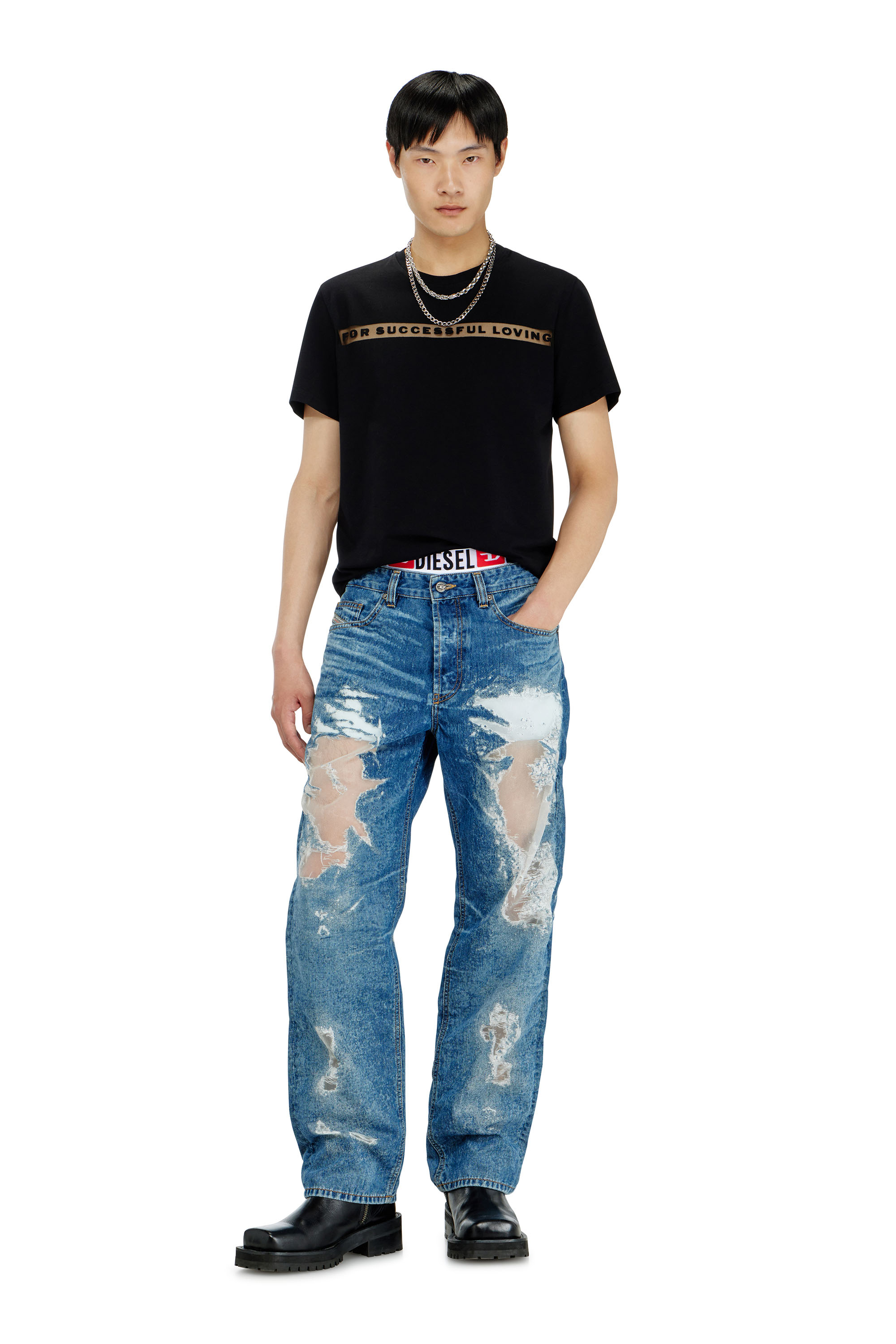 Diesel - PR-T-NOTS-CHI-R, Unisex's T-shirt with For Successful Loving logo in Black - 2
