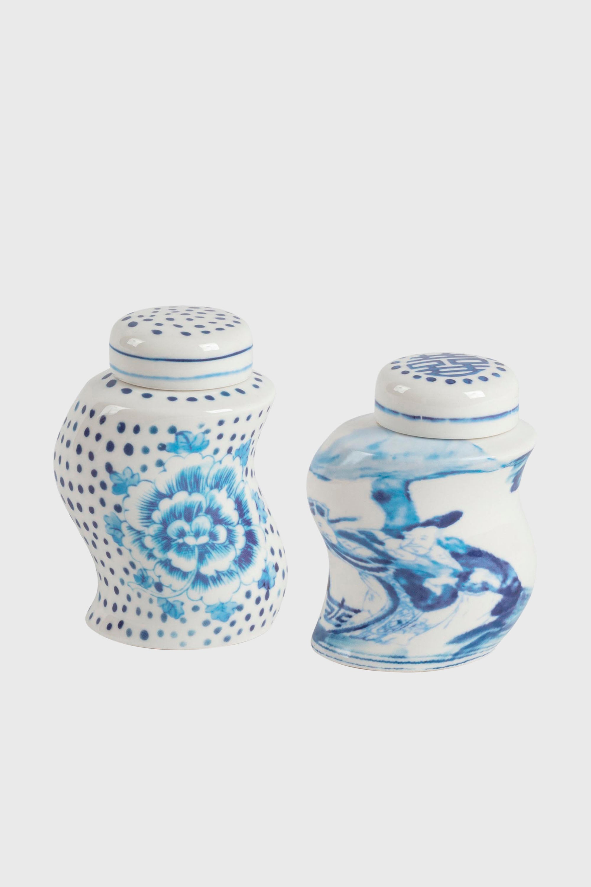 Diesel - 11289 PORCELAIN SPICES SHAKER SET "CLASS, Unisex's Porcelain spices shaker set in White/Blue - 1