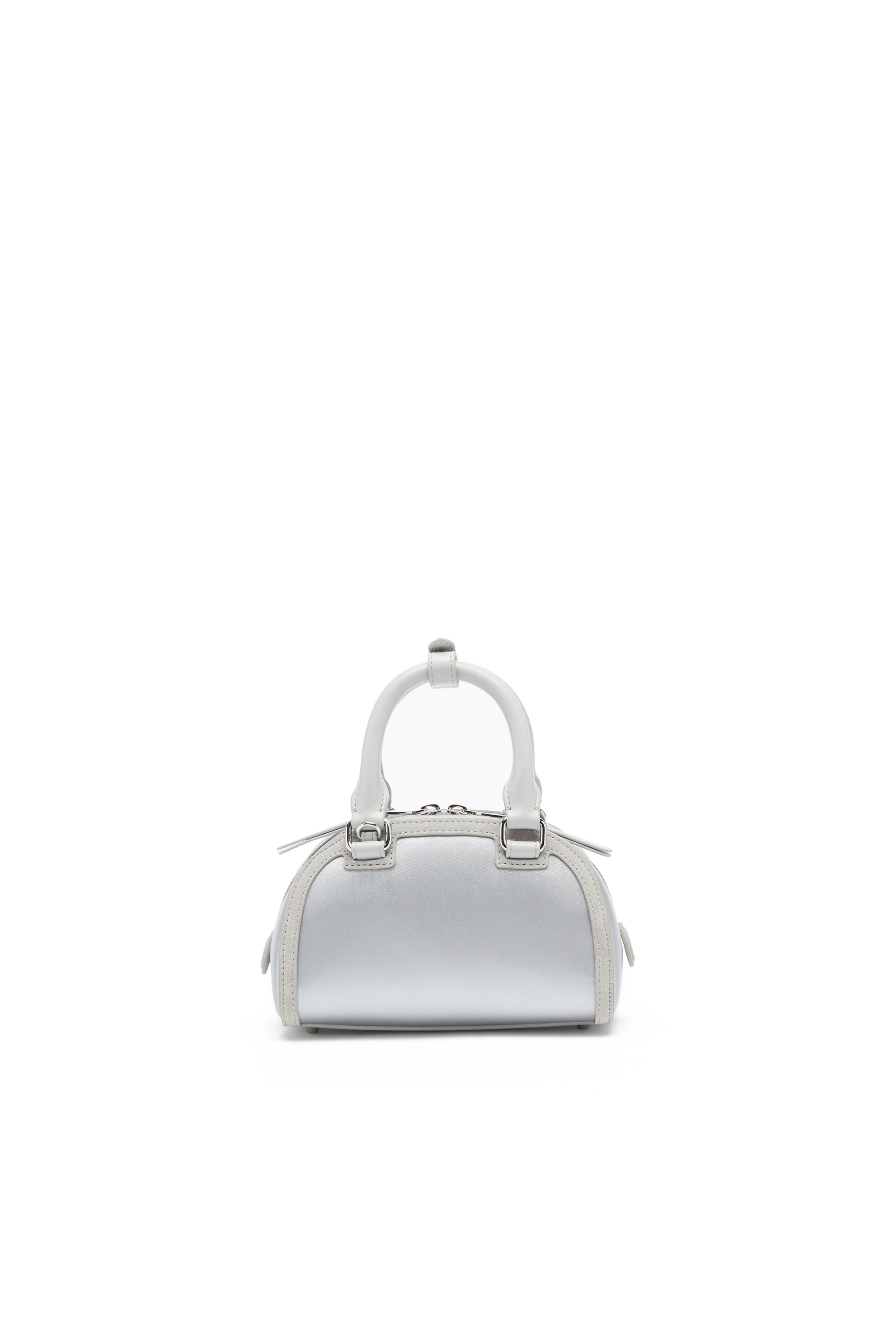 Diesel - 1DR DOME CROSSBODY, Woman's 1DR Dome - Mini bowling bag in satin and suede in Silver - 3