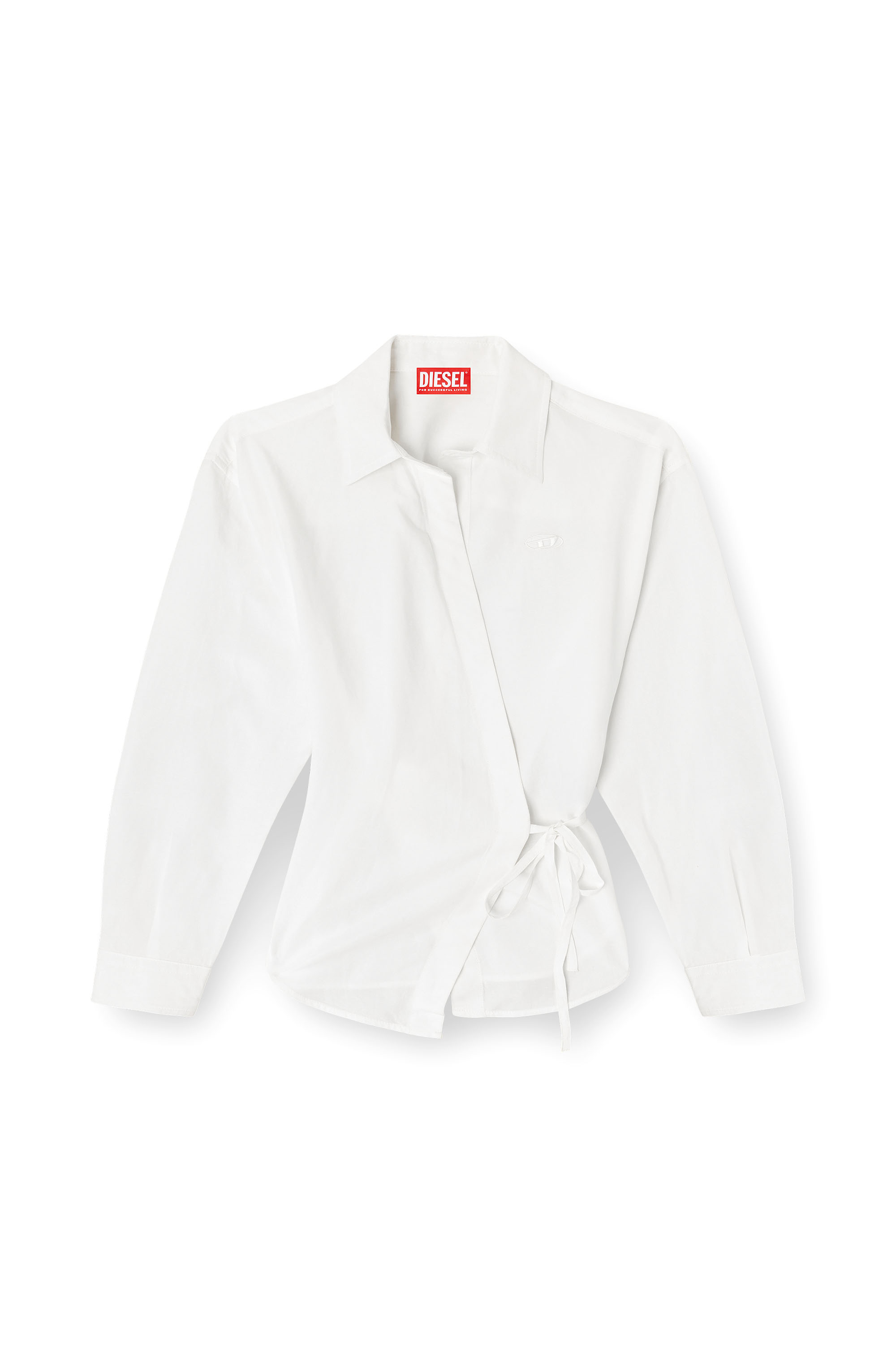 Diesel - C-DELPHOS-S3, Woman's Linen-blend shirt with wrap closure in White - 2