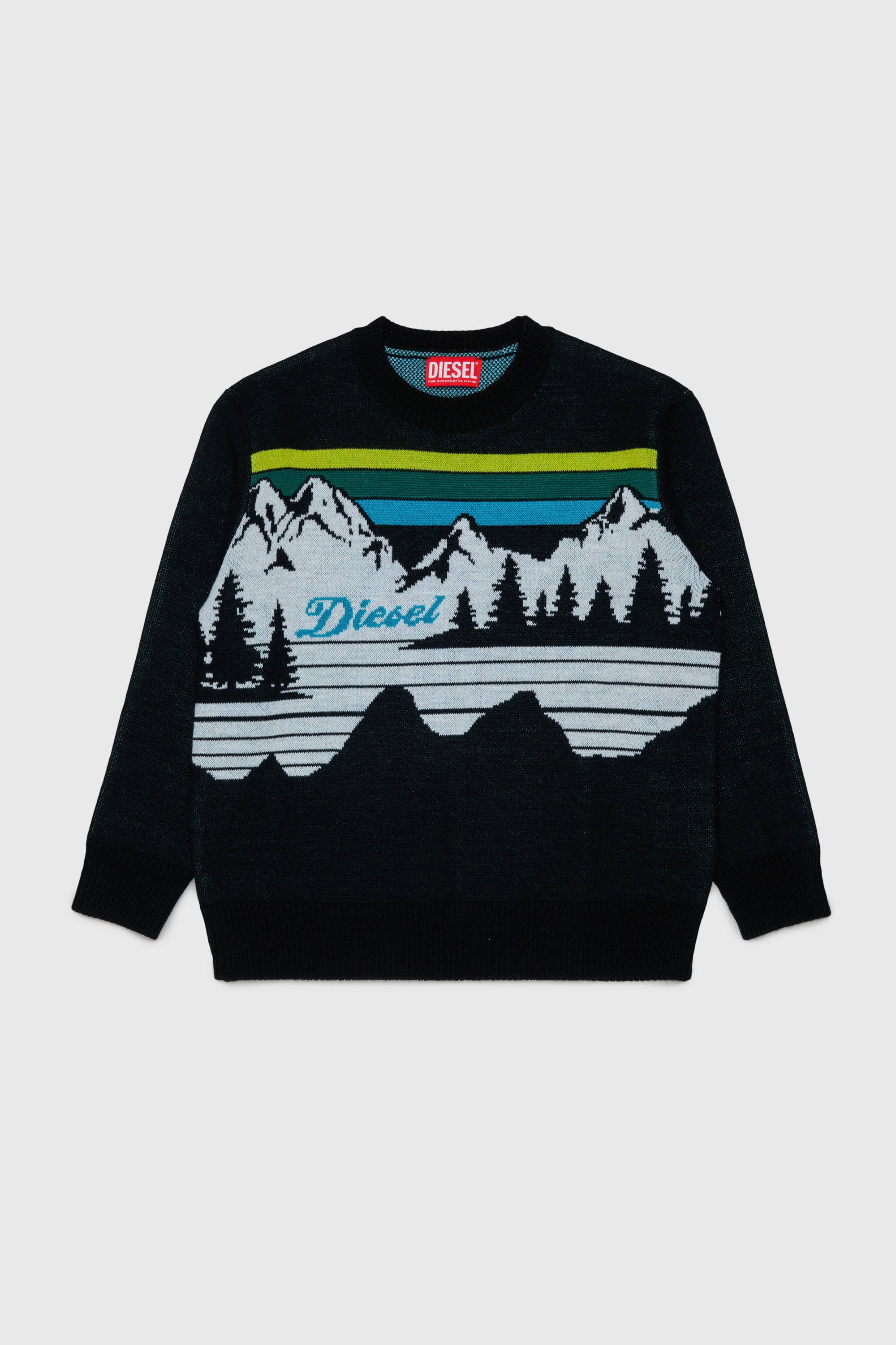 Diesel - KHILES OVER, Unisex's Wool-blend jumper with mountain motif in Black - 1