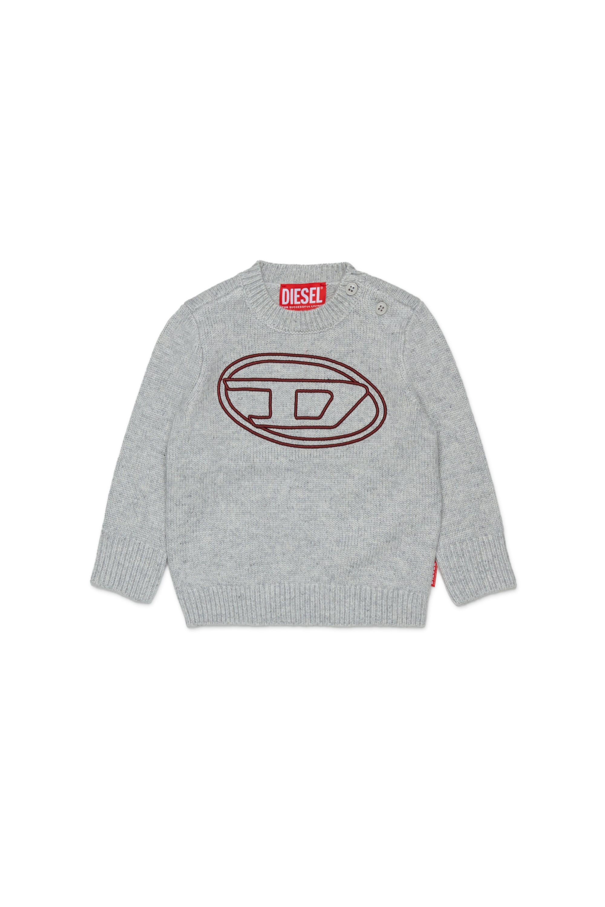 Diesel - KOMYB, Man's Cashmere-enriched jumper with big Oval D in Grey - 1