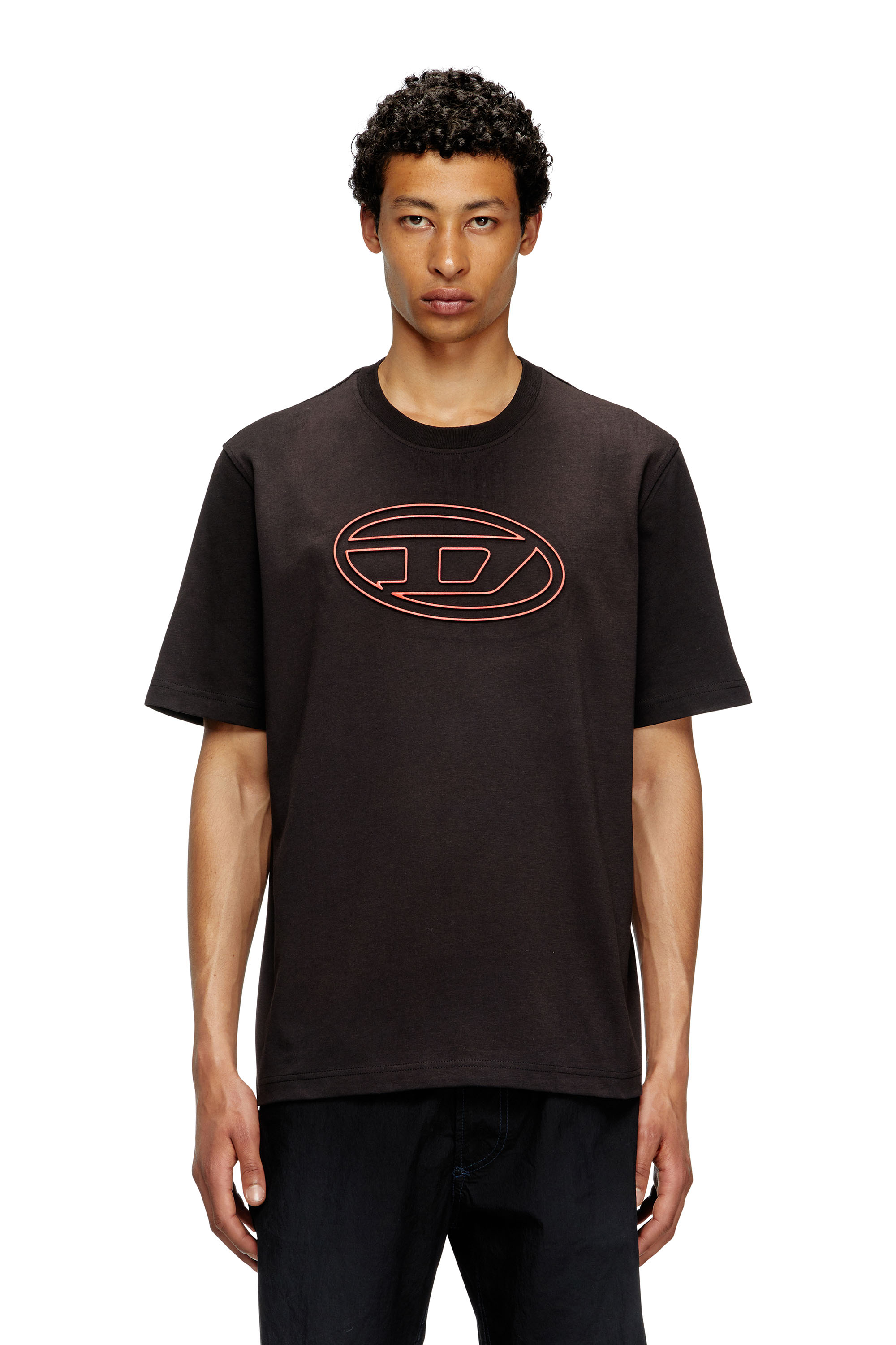 Diesel - T-ADJUST-BIGOVAL, Man's T-shirt with embossed Oval D in Black - 1