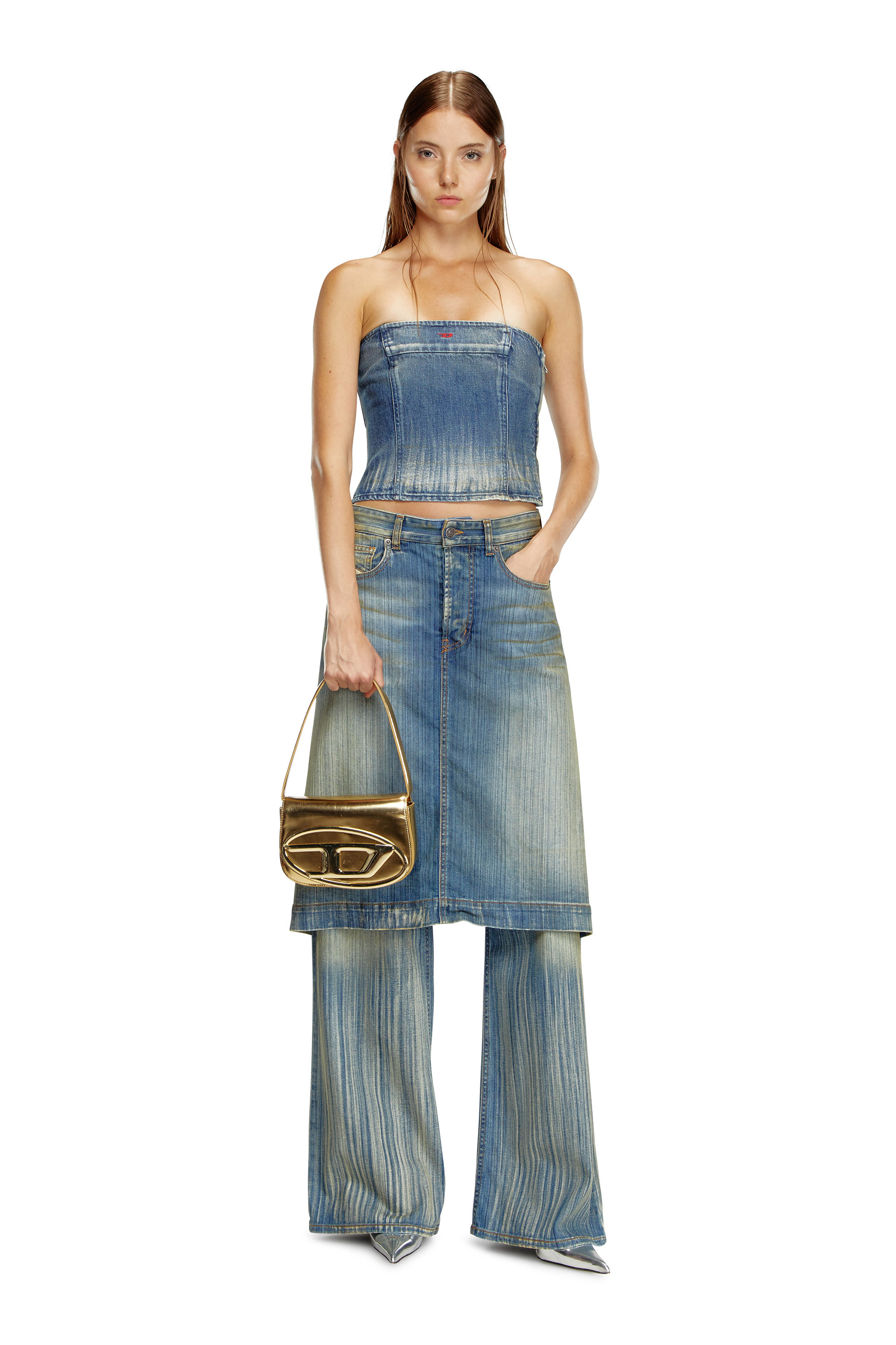 1DR, Gold Diesel - 1DR, Woman's 1DR-Iconic shoulder bag in mirrored leather in Gold - 6