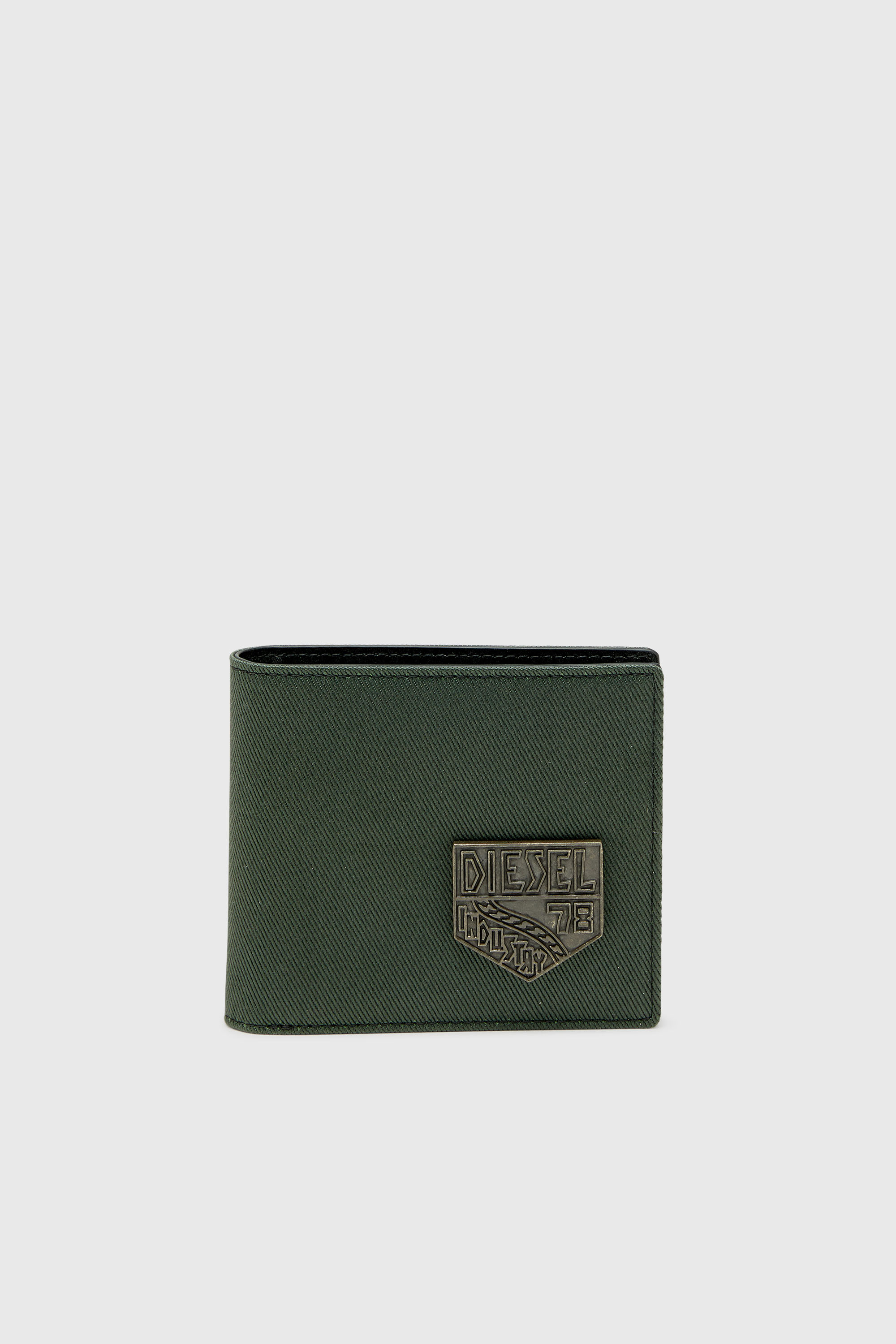 Diesel - D-PACK BI FOLD COIN 3D, Man's Small bi-fold with Diesel patch in Green - 1