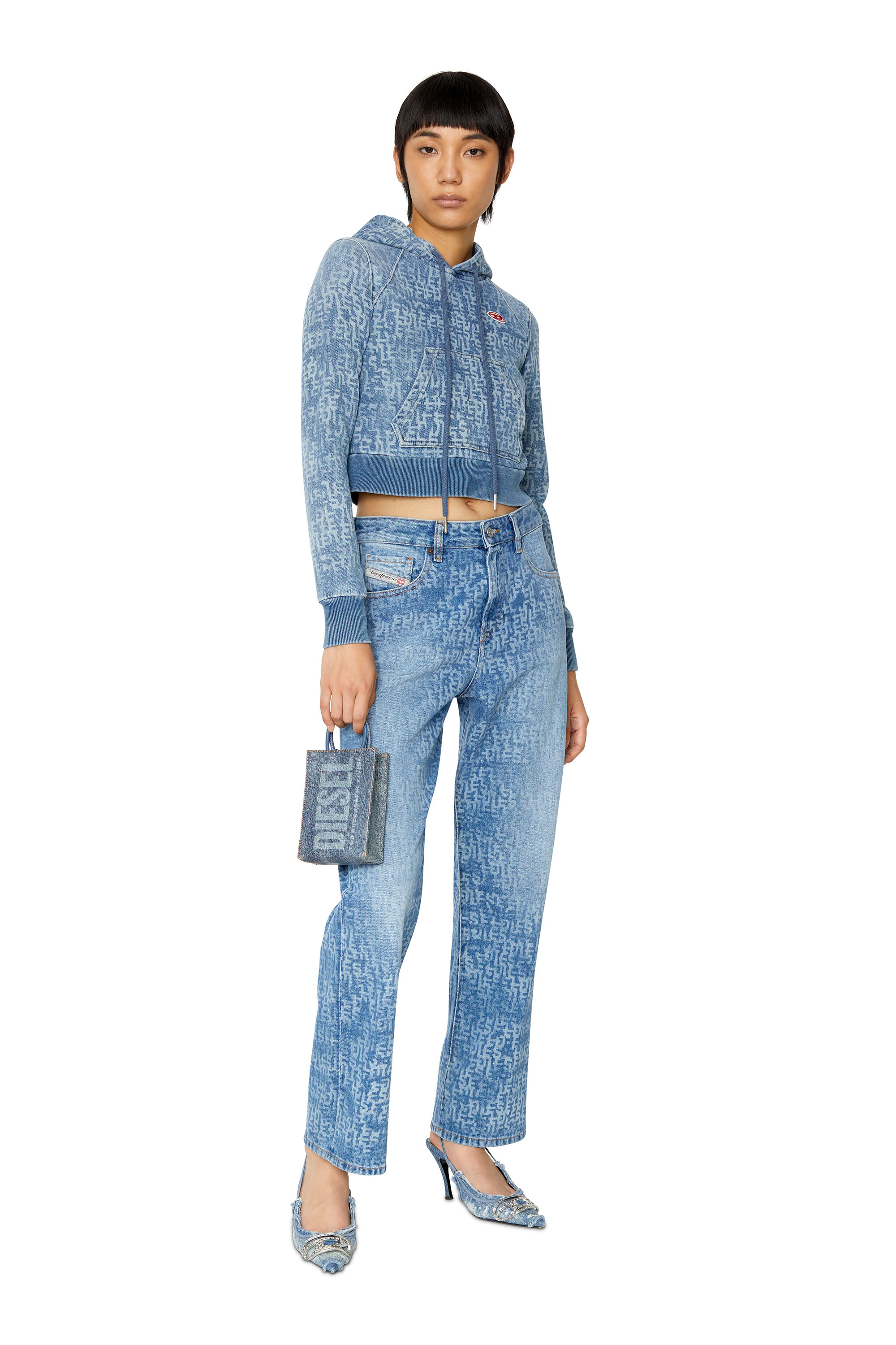 Diesel - D-ANGY TRACK DENIM HOODIE, Light Blue - Image 2