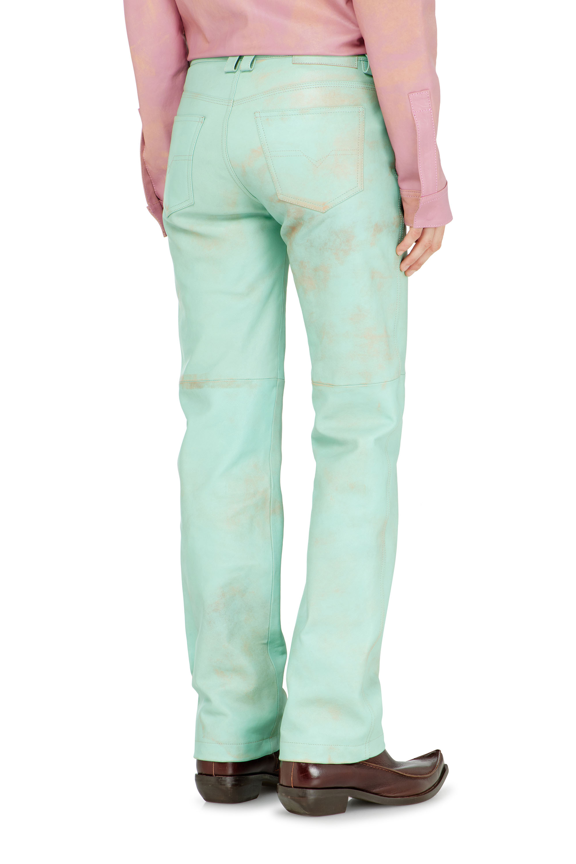 Diesel - L-POCKA, Woman's Pants in treated leather in null - 3