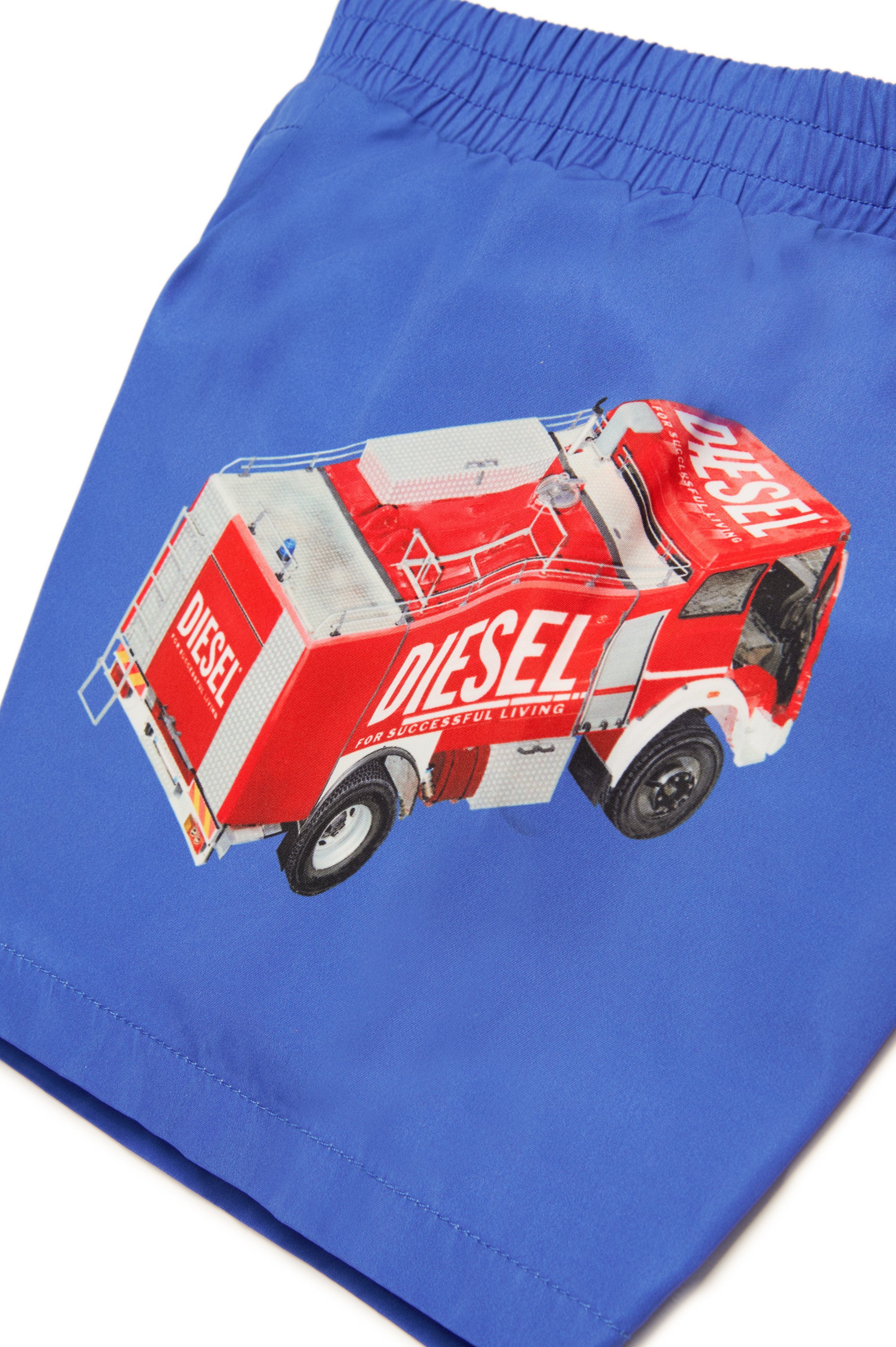 Diesel - MIPERRIB, Man's Swim shorts with fire truck print in Blue - 4