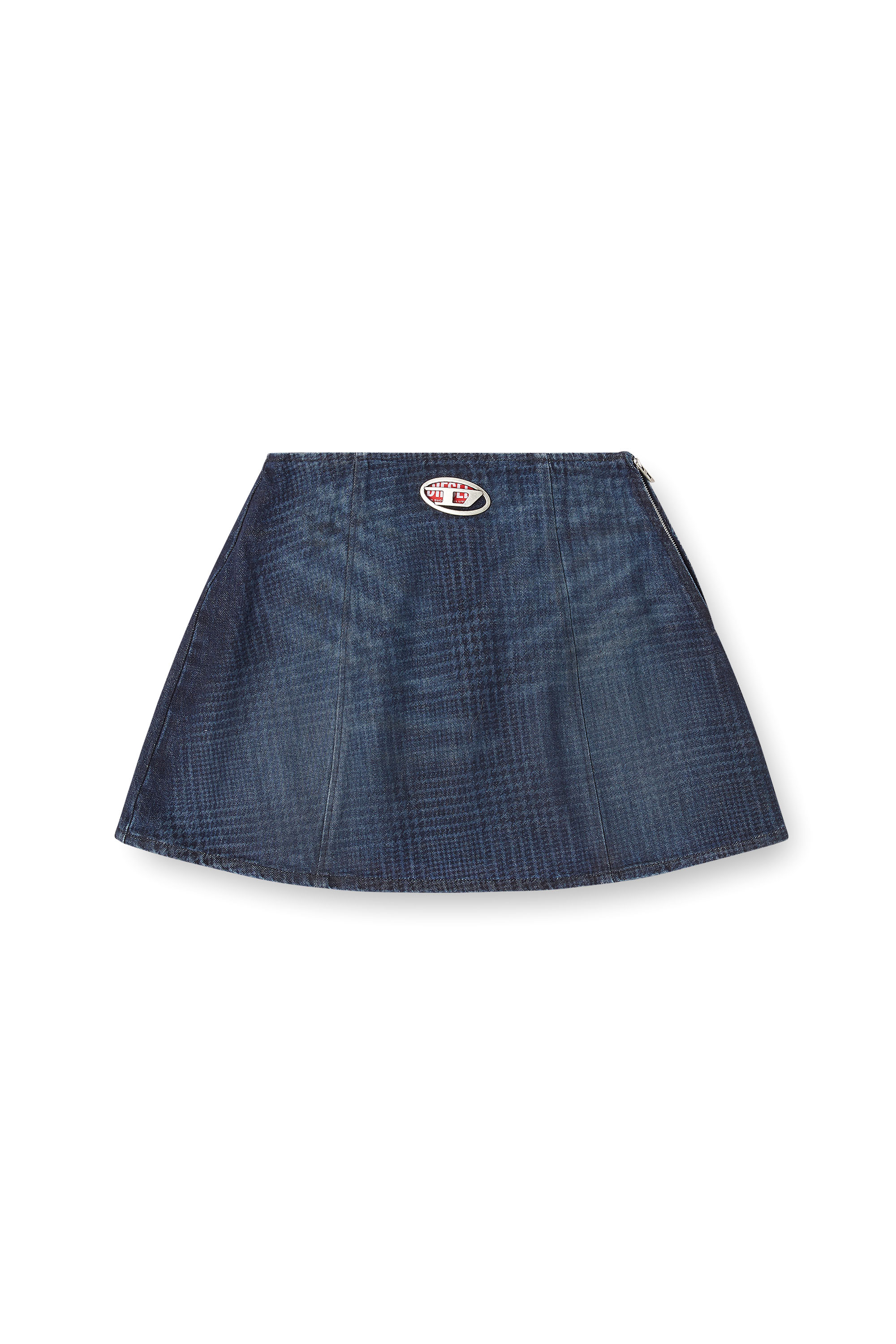 Diesel - DE-SWENY-S1, Woman's Mini skirt in Prince of Wales denim in Dark Blue - 3