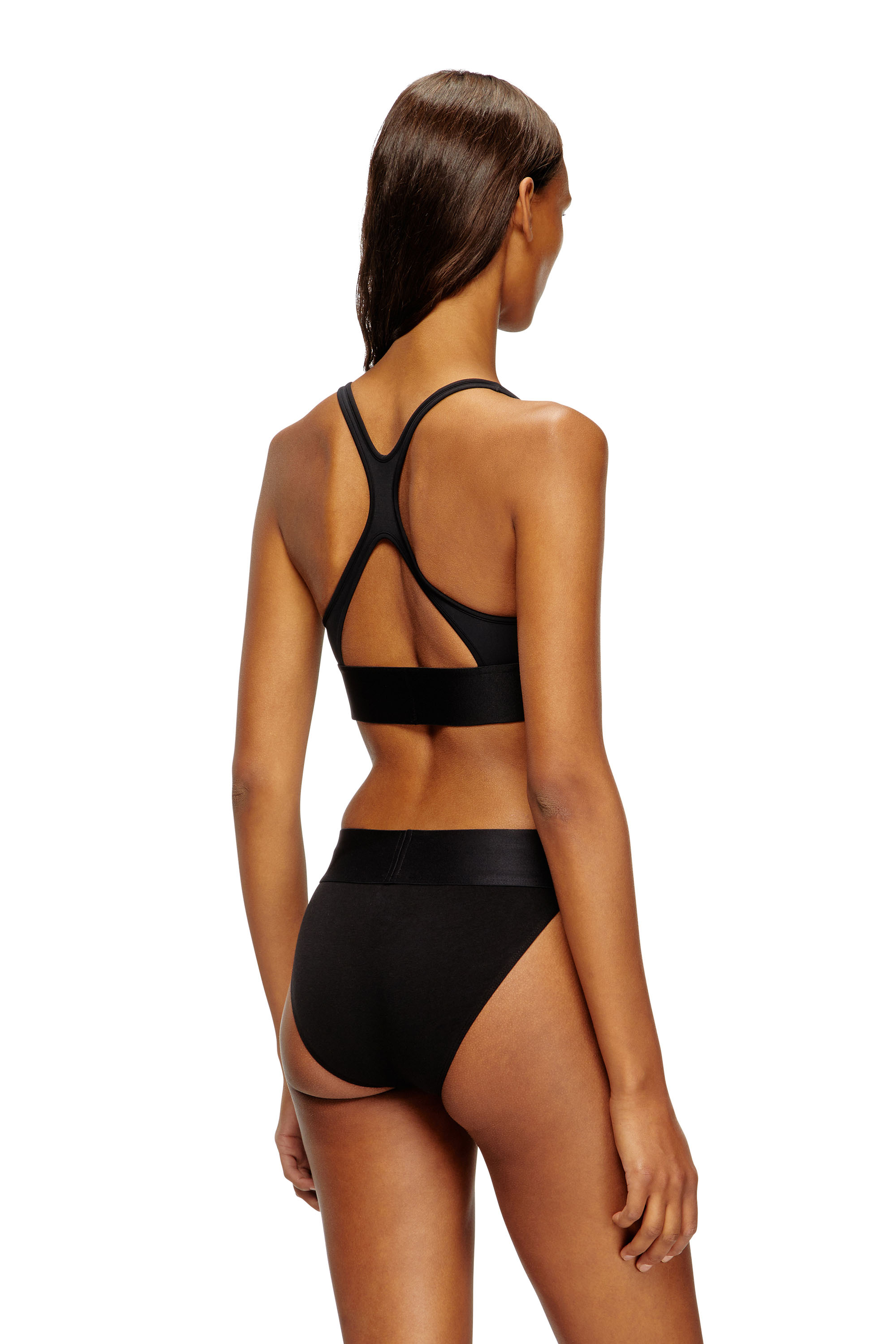 Diesel - ALLISON-D-POP, Woman's Microfibre sports bra with cut-off logo in Black - 3