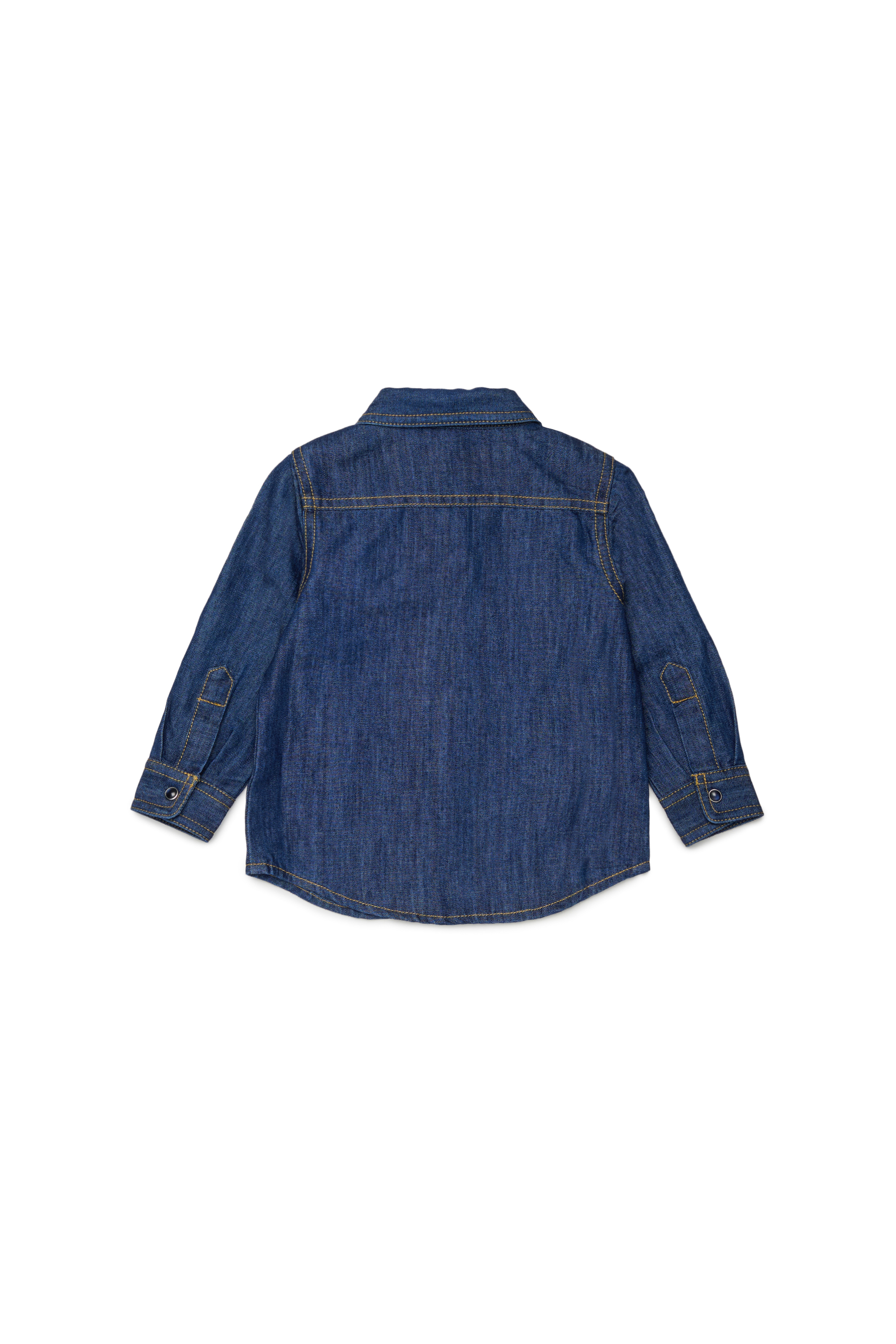 Diesel - CARTOB, Man's Denim shirt with logo embroidery in Dark Blue - 2
