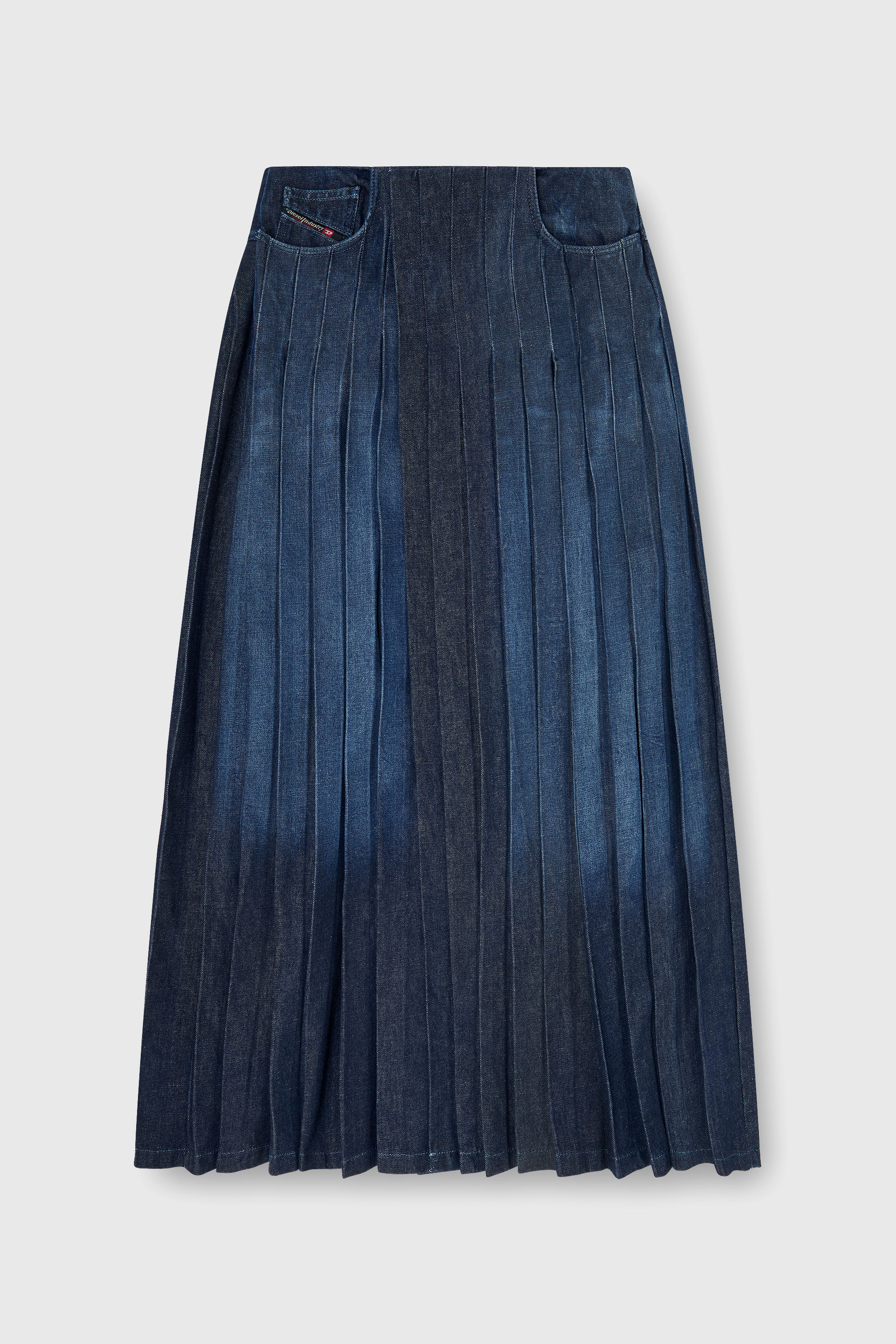 Diesel - D-QUILTY-FSJ1, Unisex's Long wrap skirt in pleated denim in Dark Blue - 2