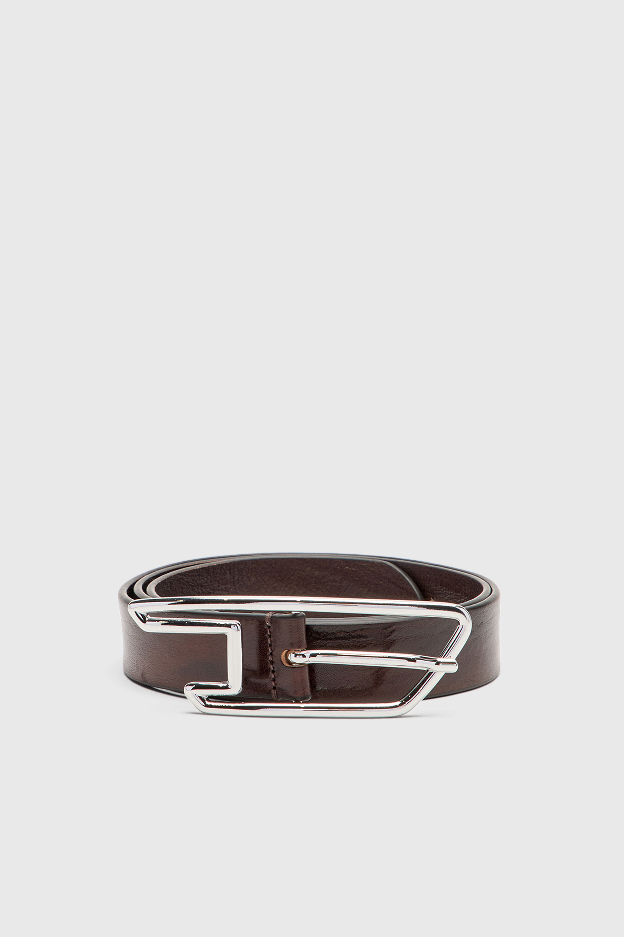 Diesel - B-D LINE 30, Unisex's 3cm waxed-leather belt with D buckle in Brown - 1
