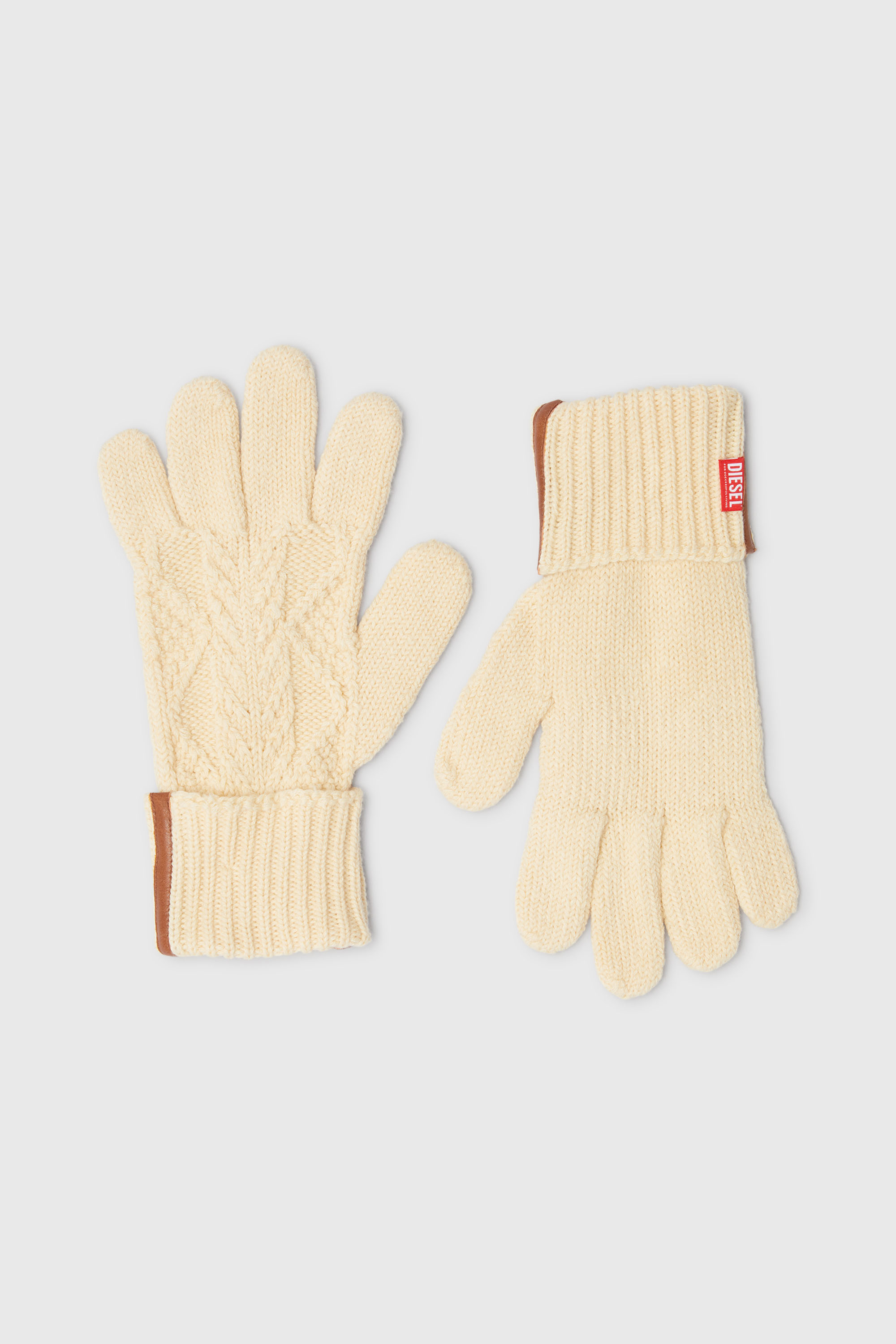 Diesel - K-INOTTO, Unisex's Knitted gloves in wool and cotton in Beige - 1