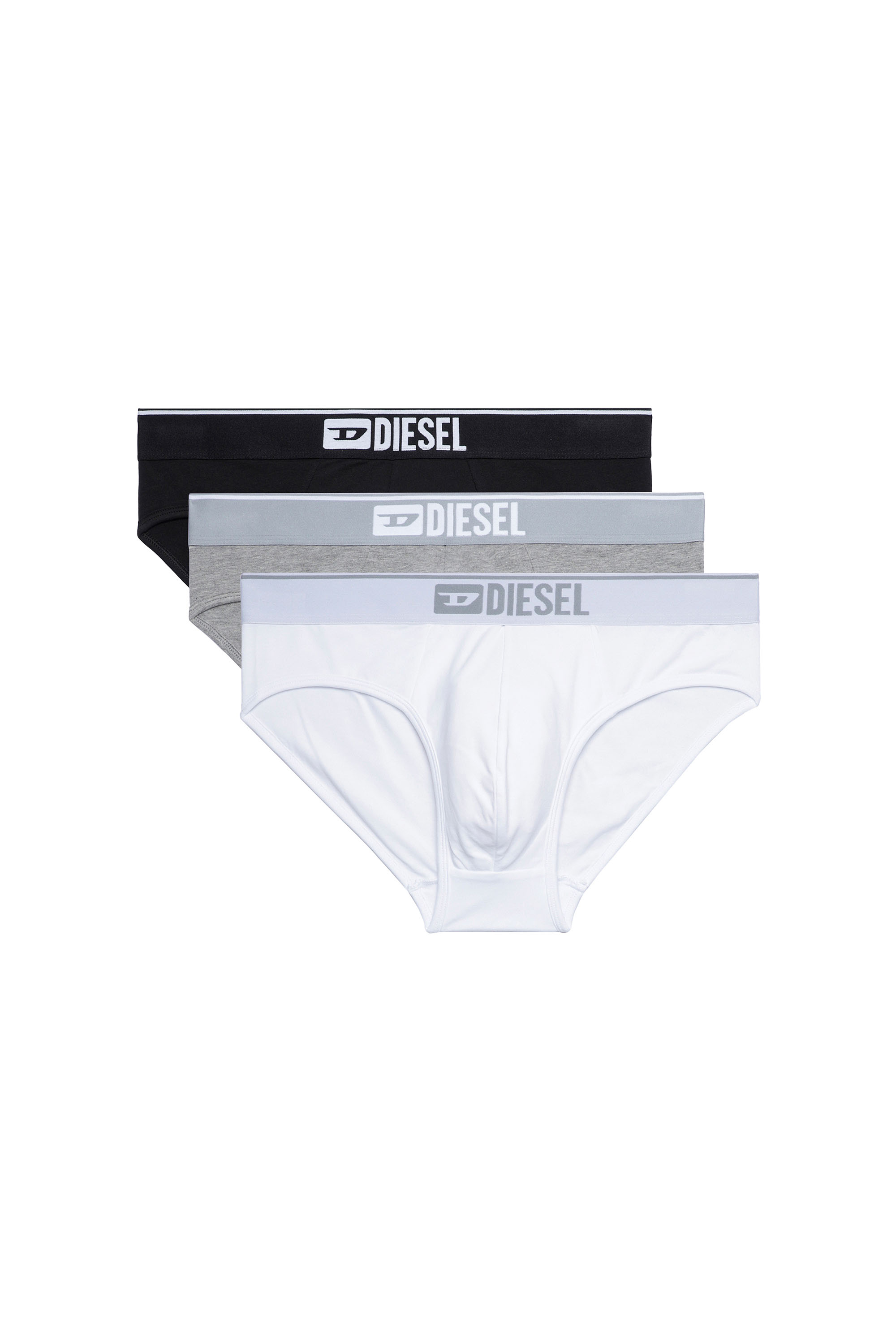 UMBR-ANDRETHREEPACK, White/Black Diesel - UMBR-ANDRETHREEPACK, Man's Three-pack of plain logo briefs in White/Black - 2