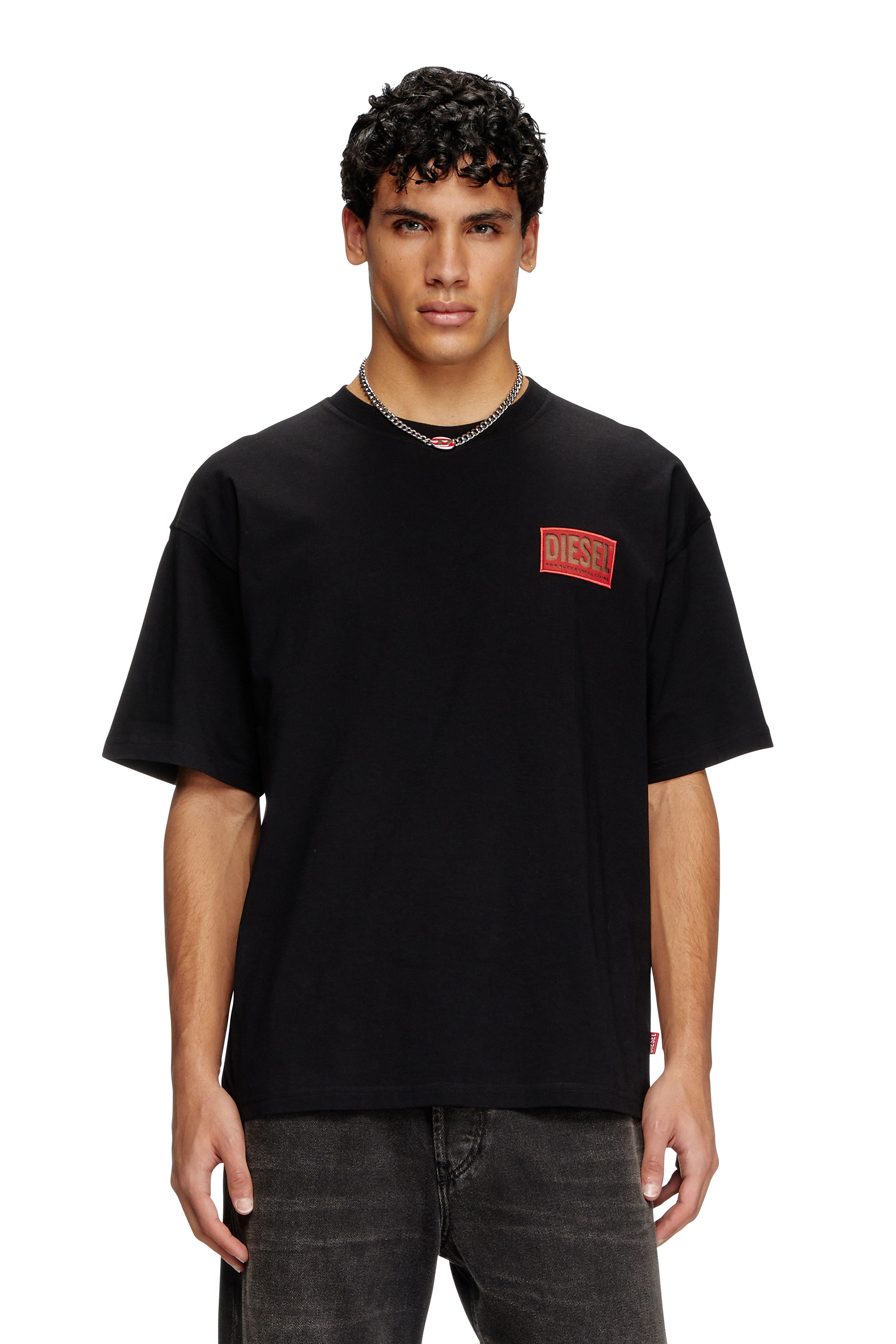 Diesel - T-BOXT-R31, Man's T-shirt with logo patch in Black - 1