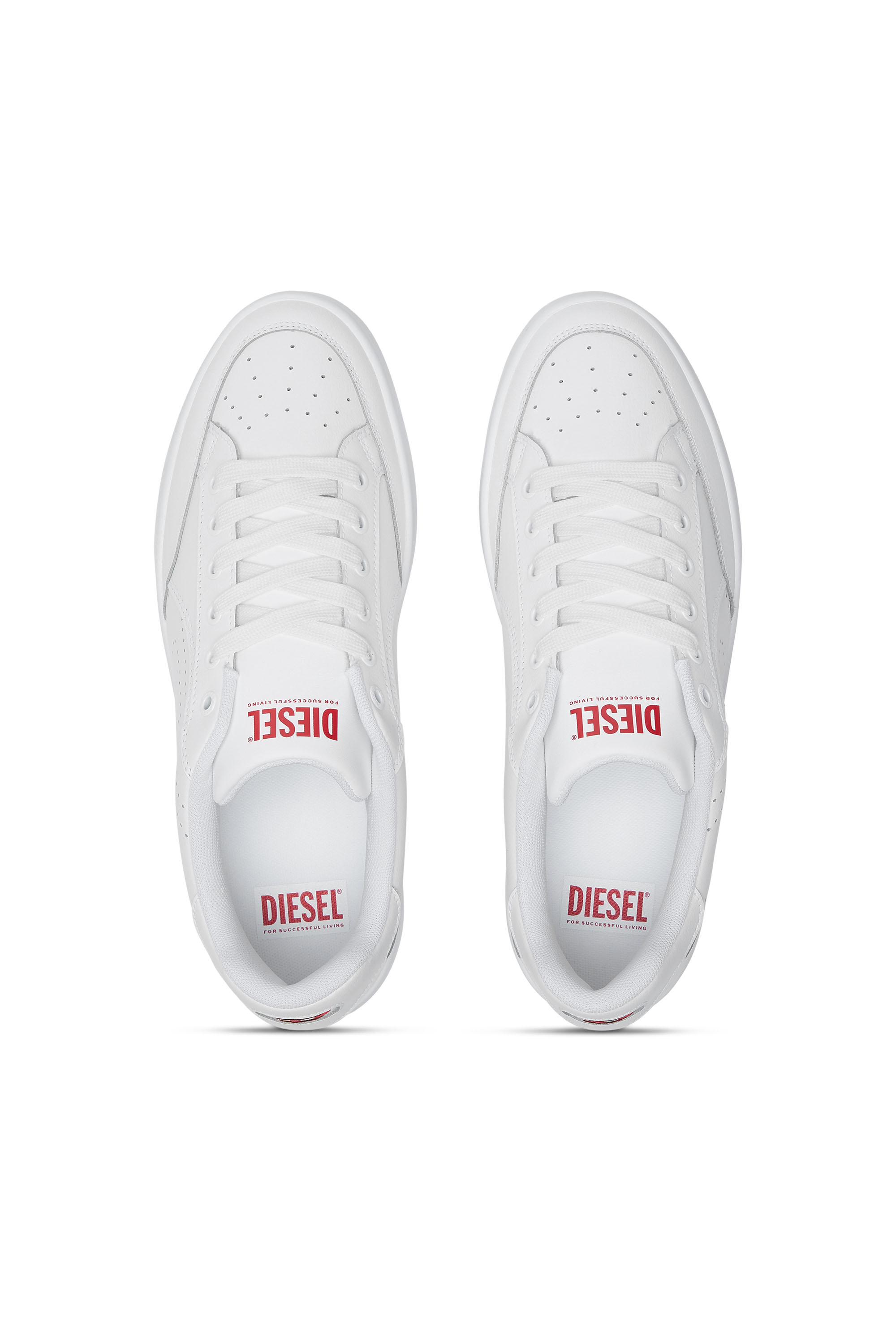 Diesel - S-DAKOTA LOW W, Woman's Leather sneakers with perforated logo in White - 5