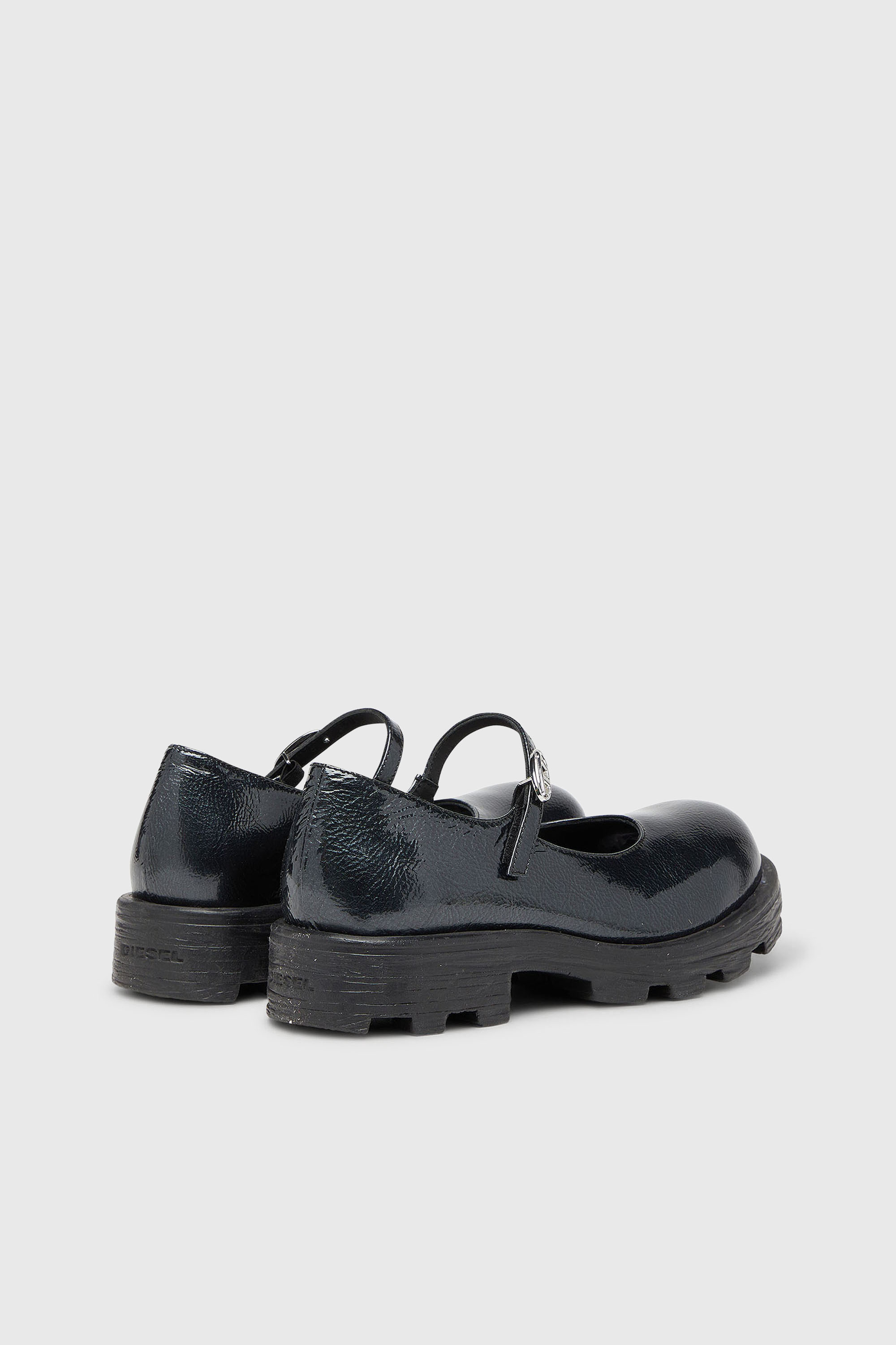 Diesel - D-HAMMER MARY JANE, Woman's D-Hammer - Lugged Mary Jane flats in patent leather in Black - 3