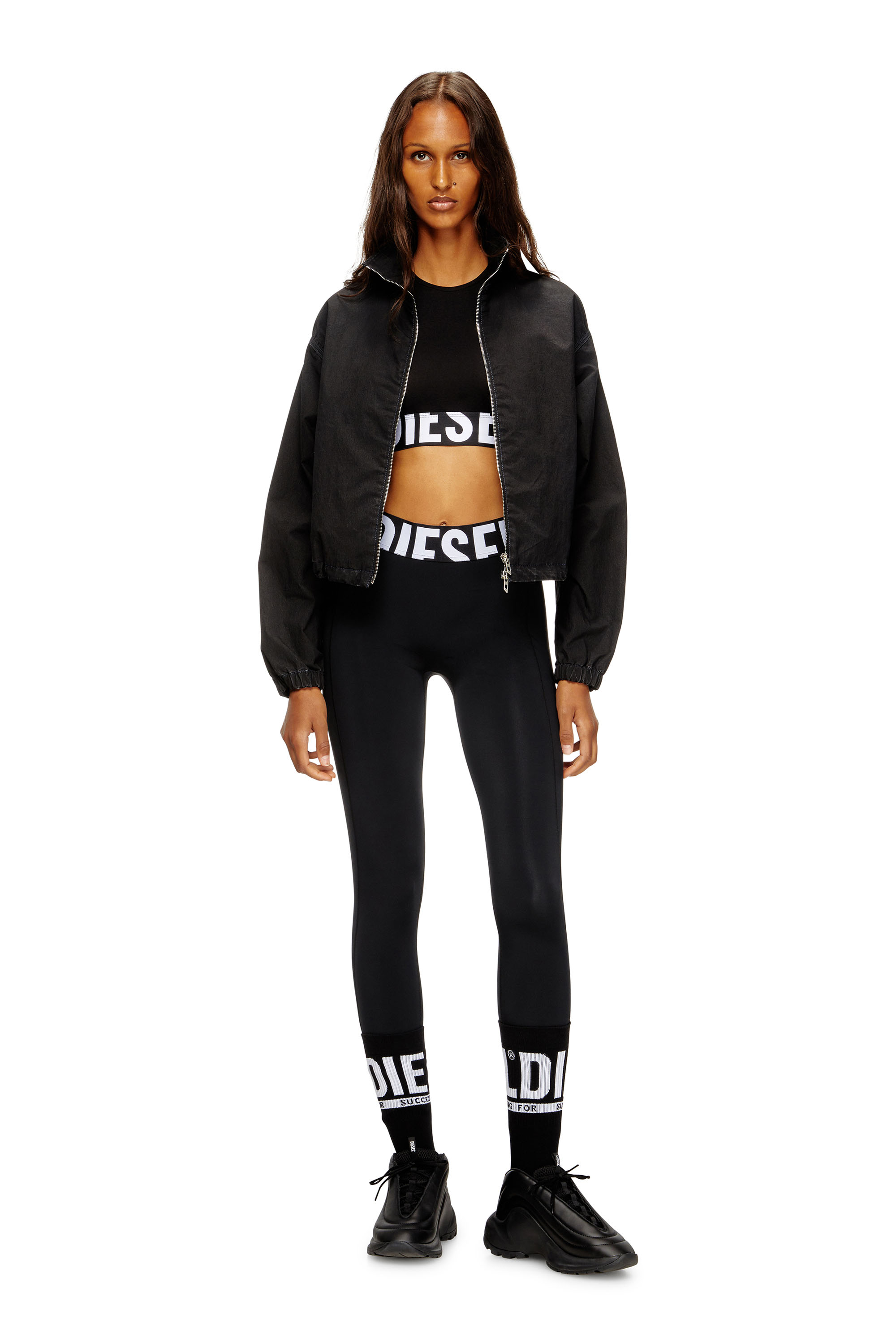 Diesel - ADA-D-POP, Woman's Cropped tank top with cut-off logo in Black - 4