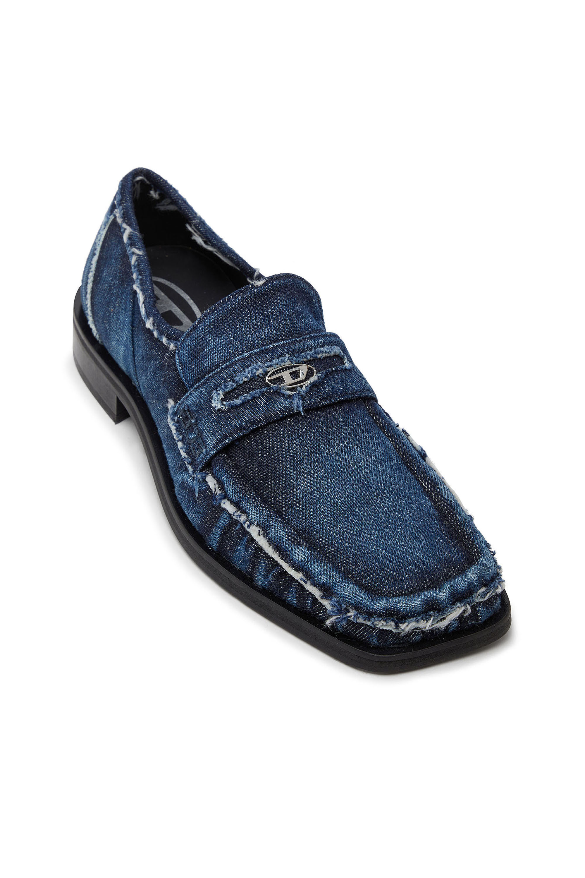 Diesel - D-AMBER LOAFER, Man's D-Amber - Penny loafers in frayed denim in Blue - 6