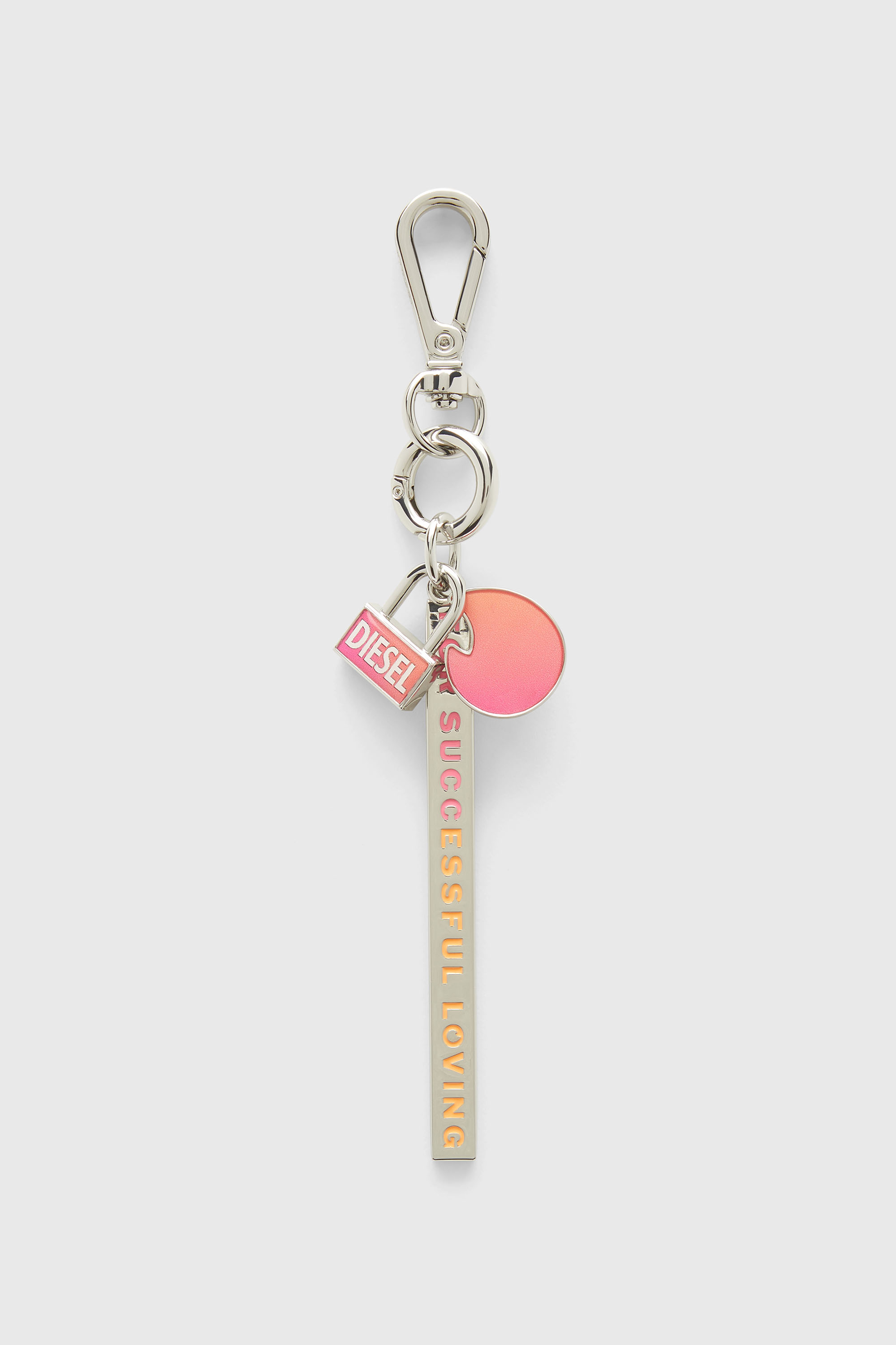 Diesel - TINDER CHARM, Unisex's Degrad&eacute; metal keyring in Silver/Pink - 1